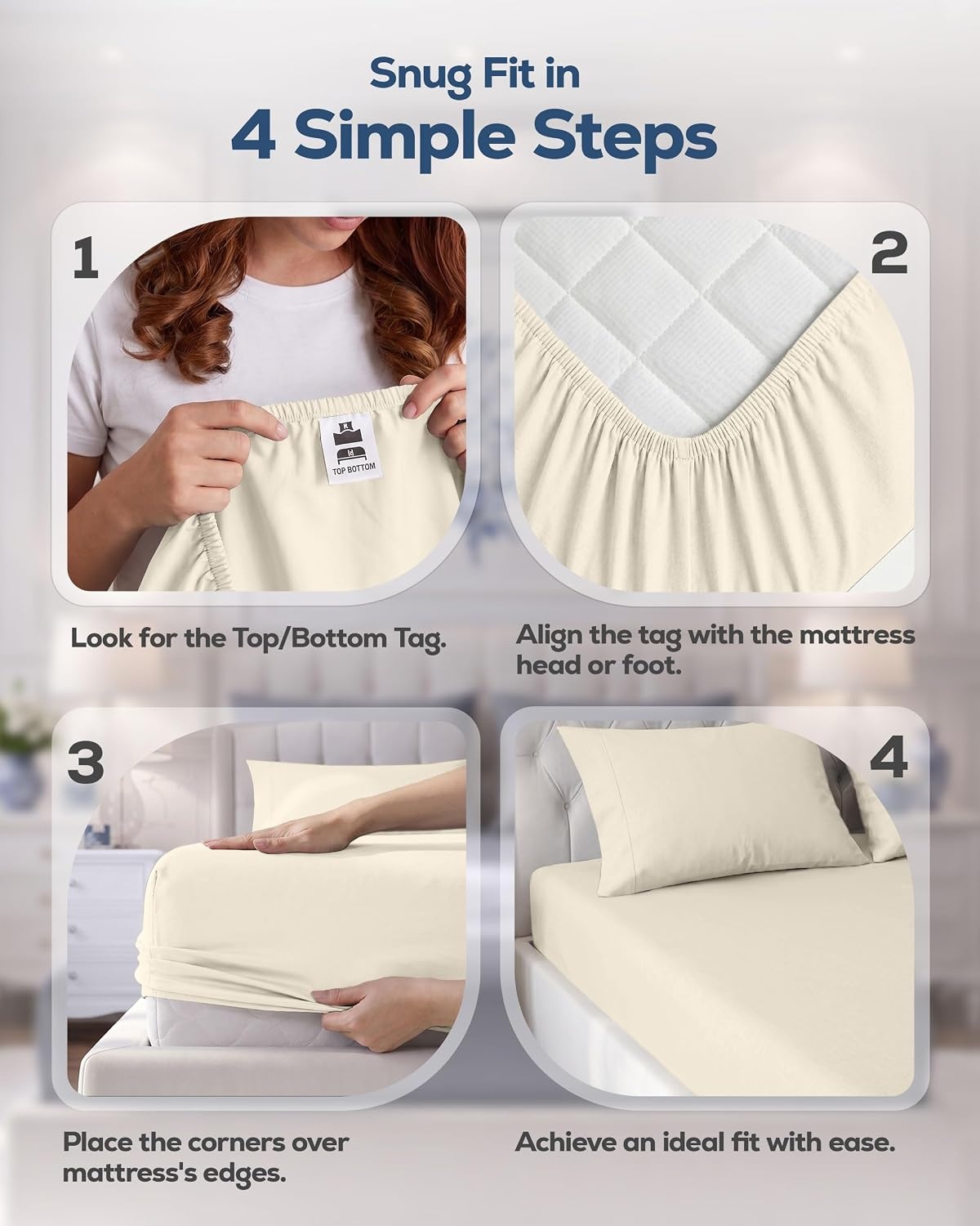 image:imageUtopia Bedding 6er Set Spannbettlaken 160 x 200 cm WeiElfenbein