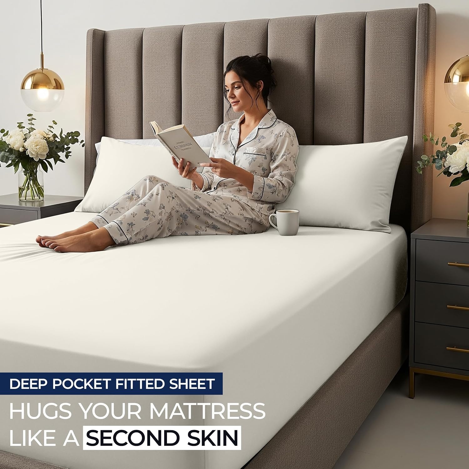 image:imageUtopia Bedding 6er Set Spannbettlaken 160 x 200 cm WeiElfenbeinfarben