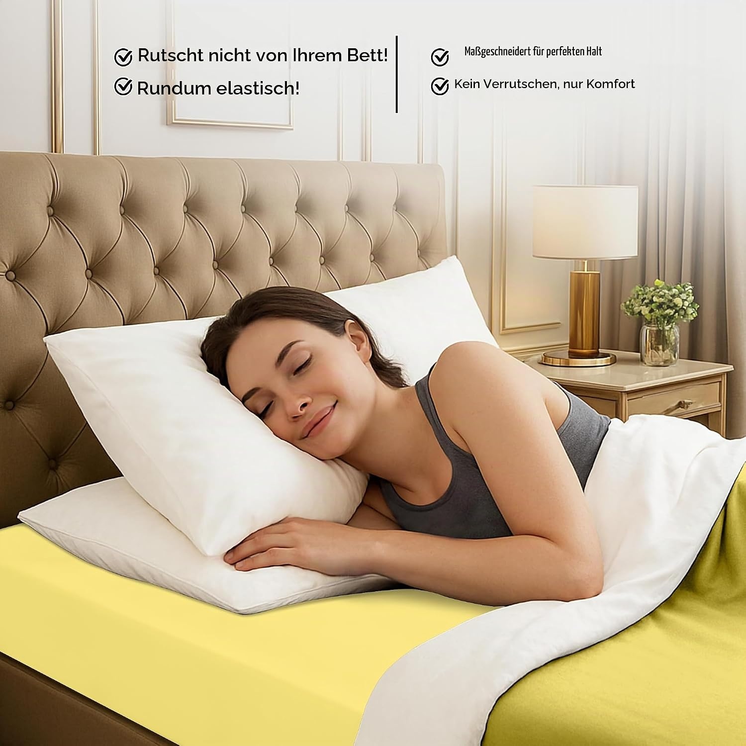 image:imageUtopia Bedding 6er Set Spannbettlaken 160 x 200 cm WeiGelb