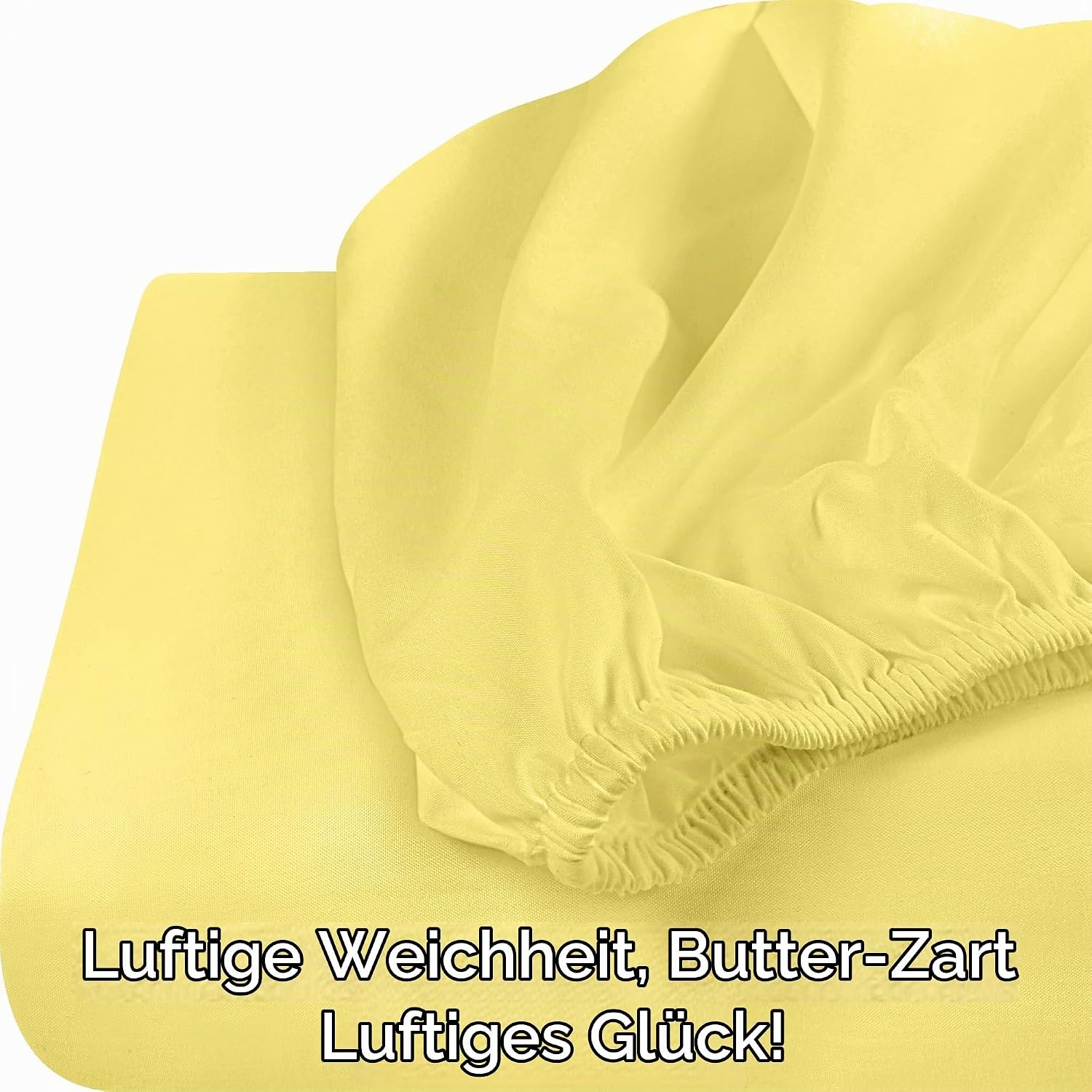 image:imageUtopia Bedding 6er Set Spannbettlaken 160 x 200 cm WeiGelb