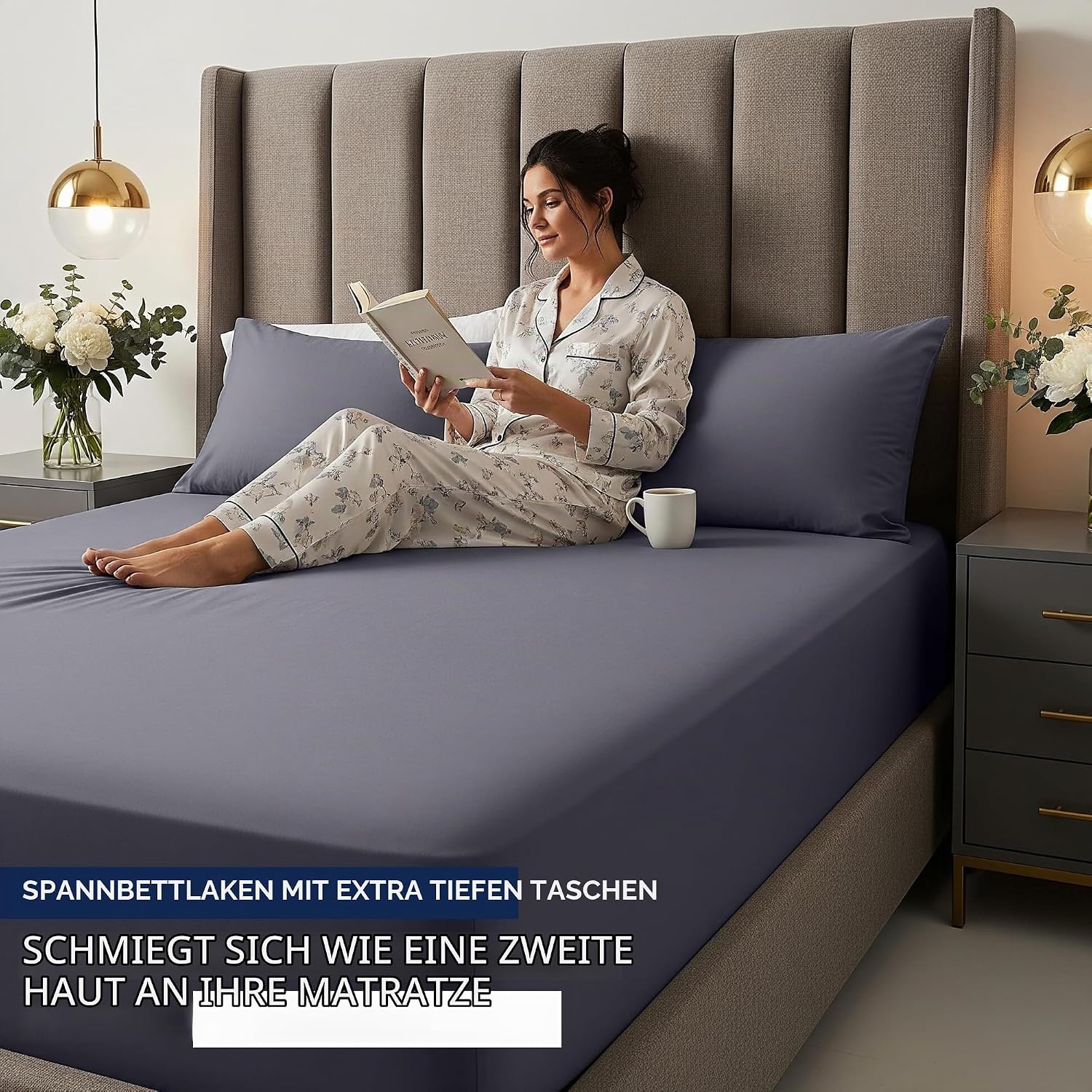image:imageUtopia Bedding 6er Set Spannbettlaken 160 x 200 cm WeiGrau