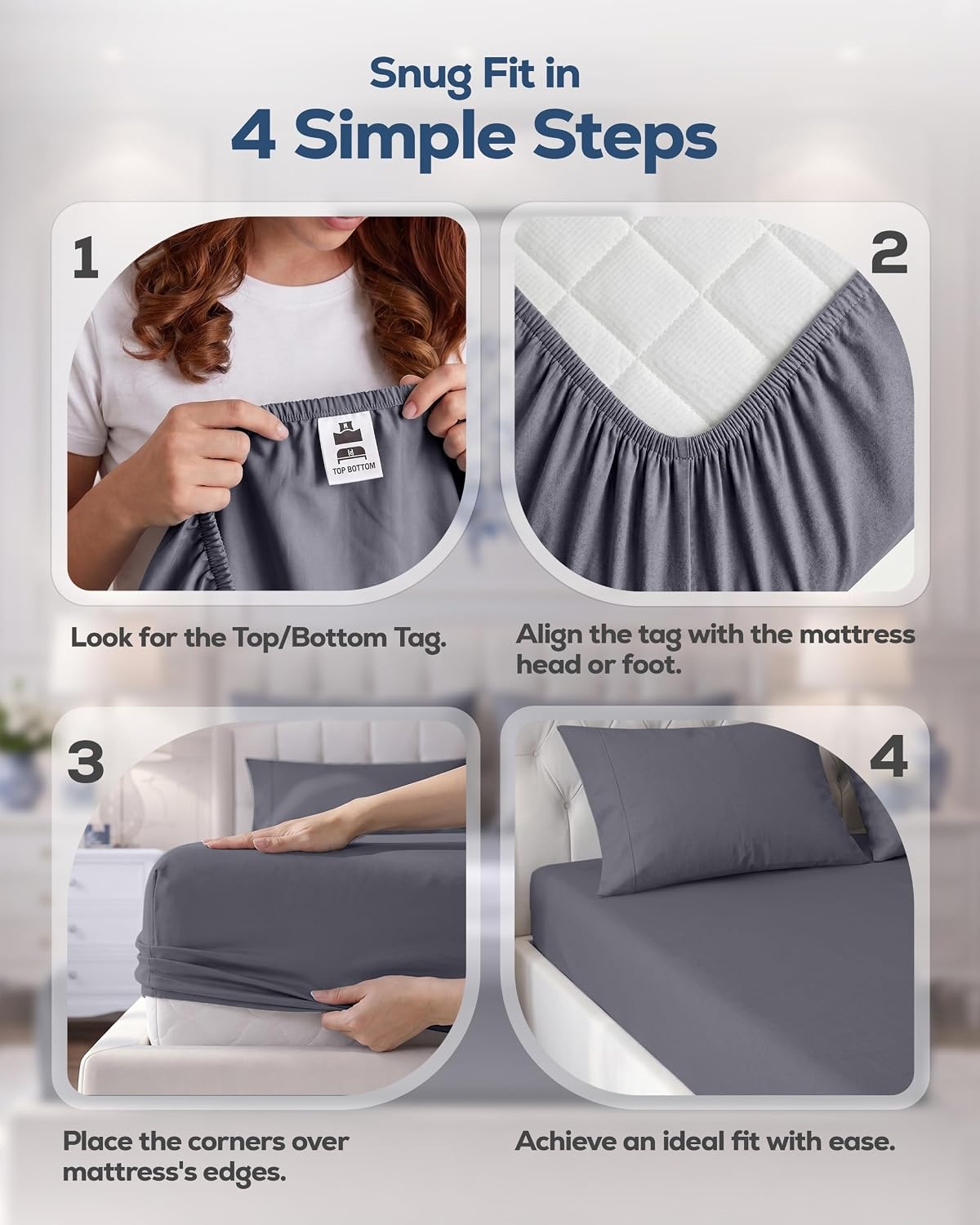 image:imageUtopia Bedding 6er Set Spannbettlaken 160 x 200 cm WeiGrau