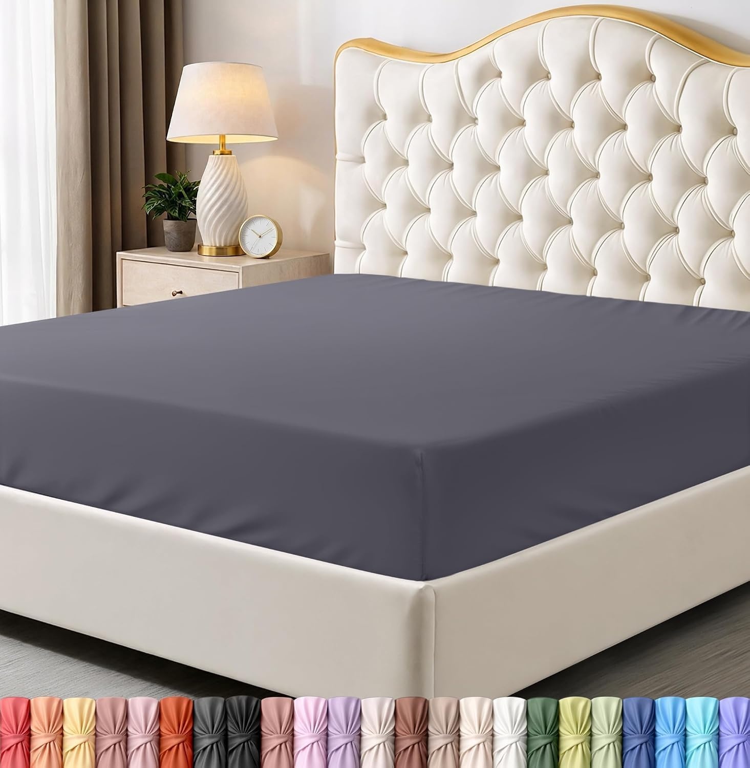 image:imageUtopia Bedding 6er Set Spannbettlaken 160 x 200 cm WeiGrau