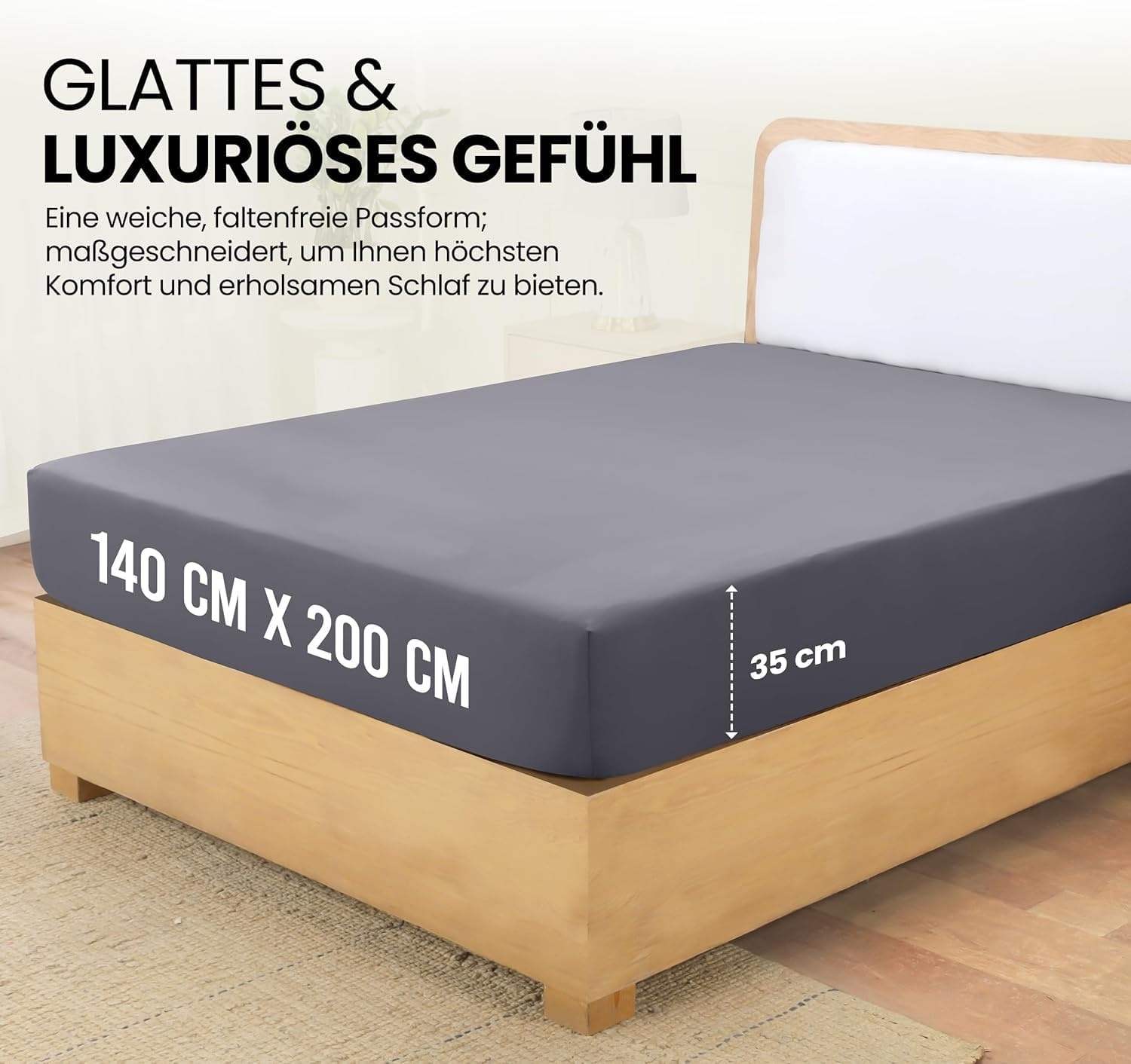 image:imageUtopia Bedding 6er Set Spannbettlaken 160 x 200 cm WeiGrau