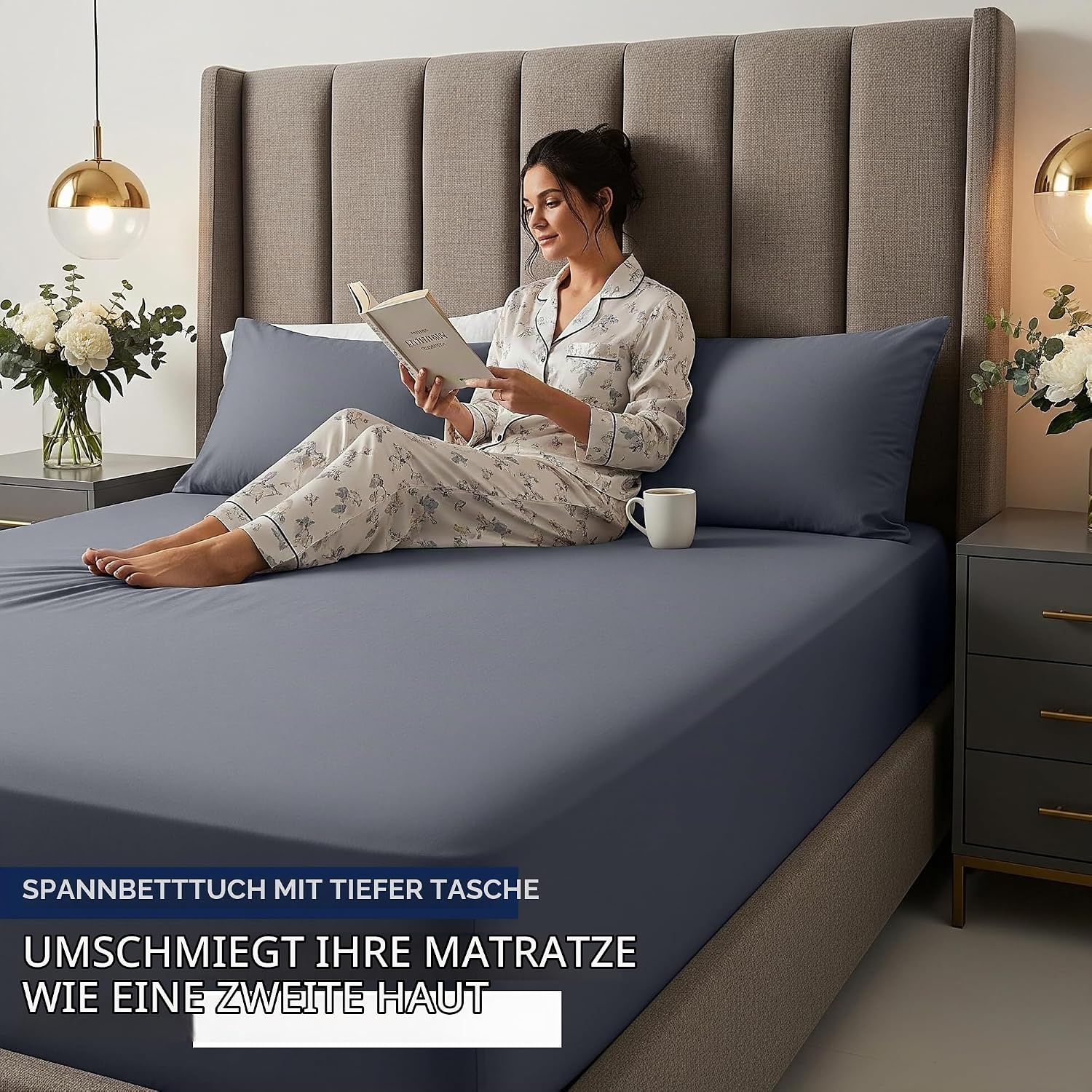 image:imageUtopia Bedding 6er Set Spannbettlaken 160 x 200 cm WeiGrau