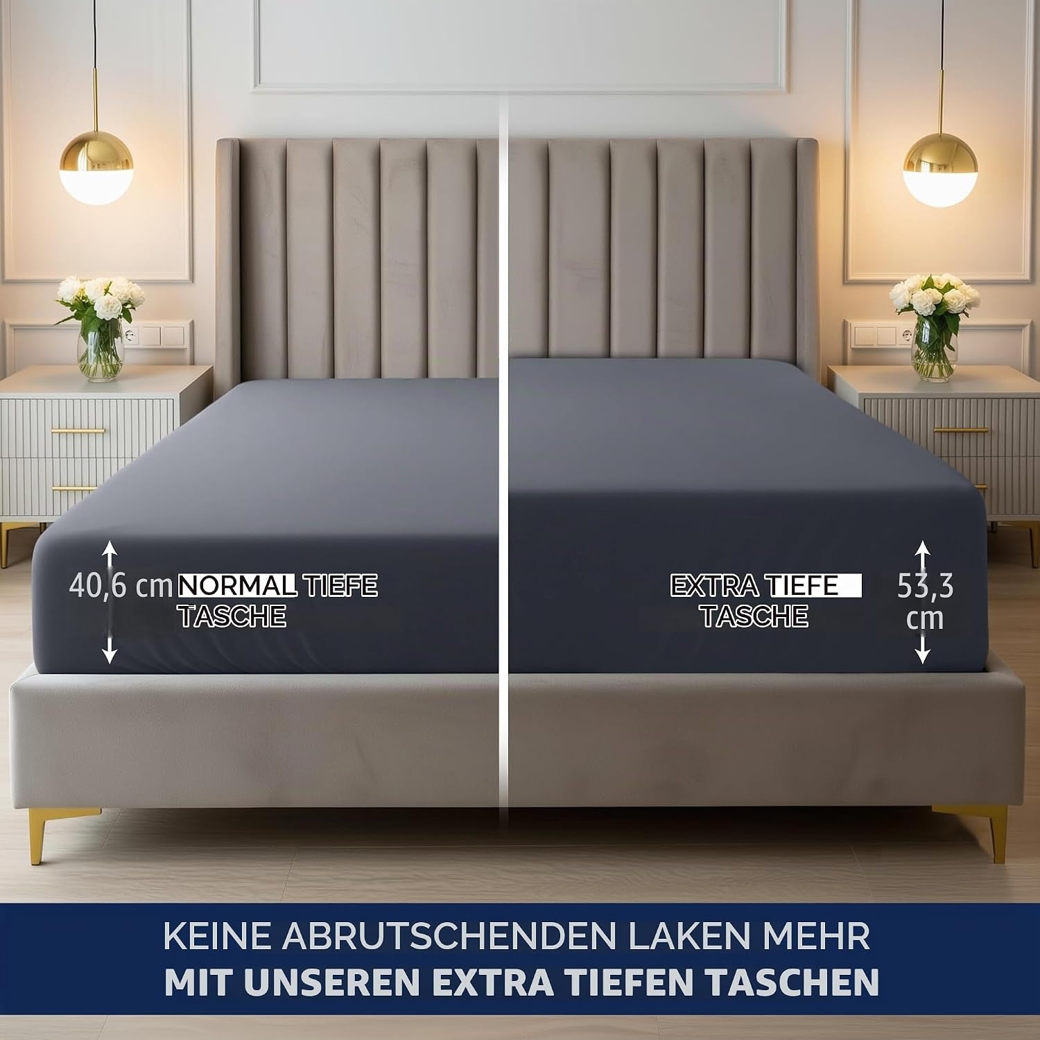 image:imageUtopia Bedding 6er Set Spannbettlaken 160 x 200 cm WeiGrau
