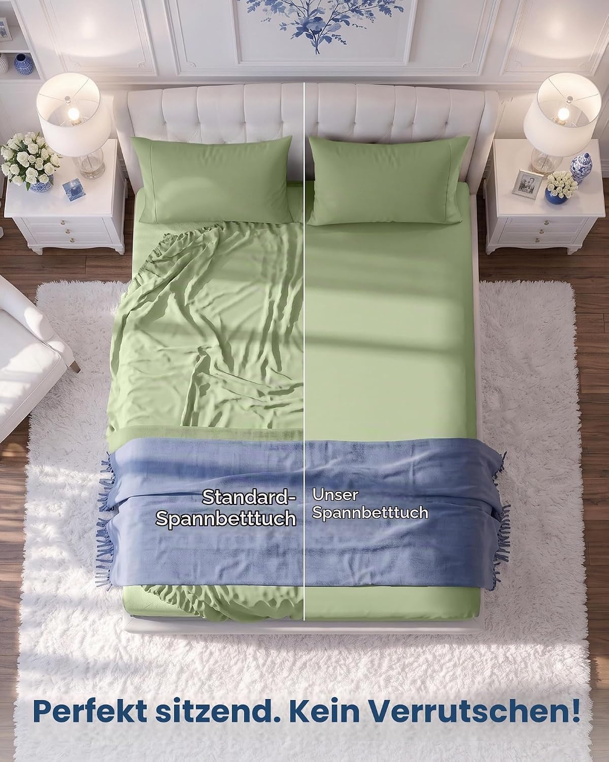 image:imageUtopia Bedding 6er Set Spannbettlaken 160 x 200 cm WeiGrn