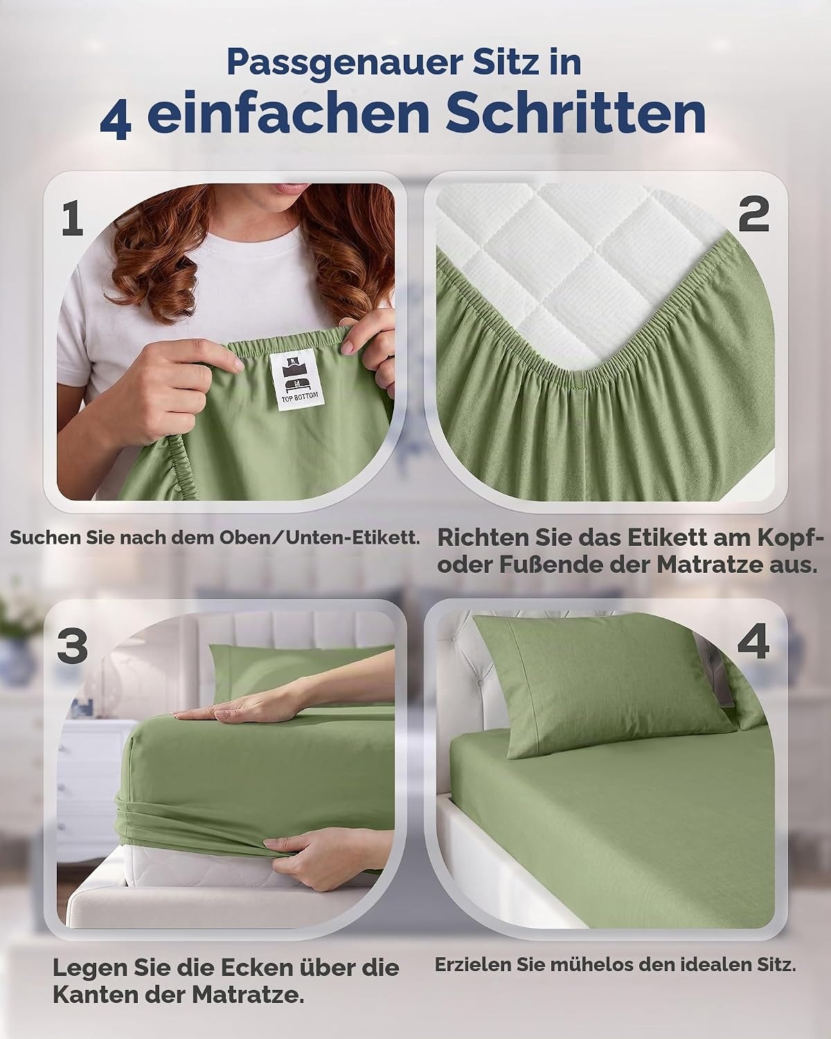 image:imageUtopia Bedding 6er Set Spannbettlaken 160 x 200 cm WeiGrn