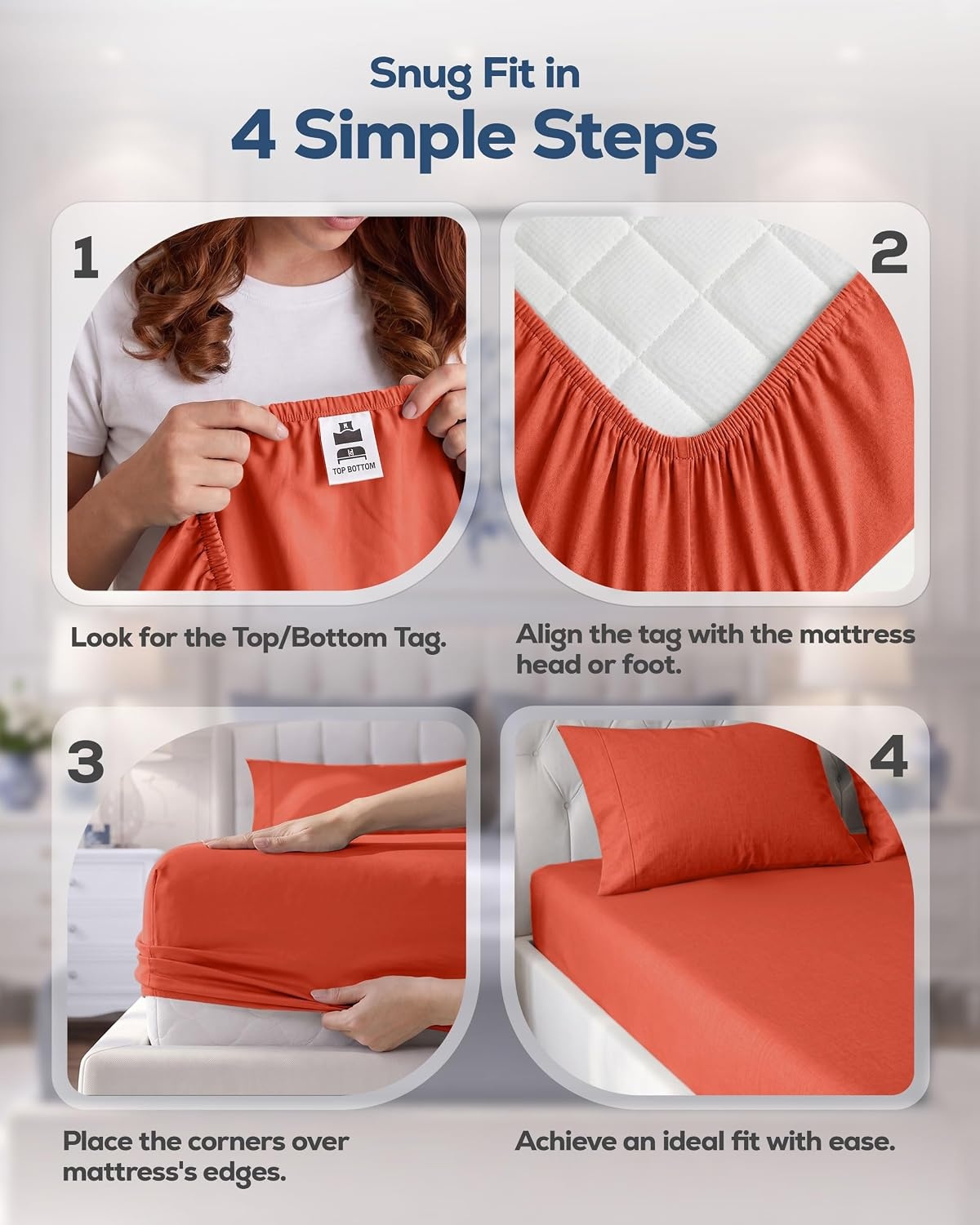image:imageUtopia Bedding 6er Set Spannbettlaken 160 x 200 cm WeiKorallenrot