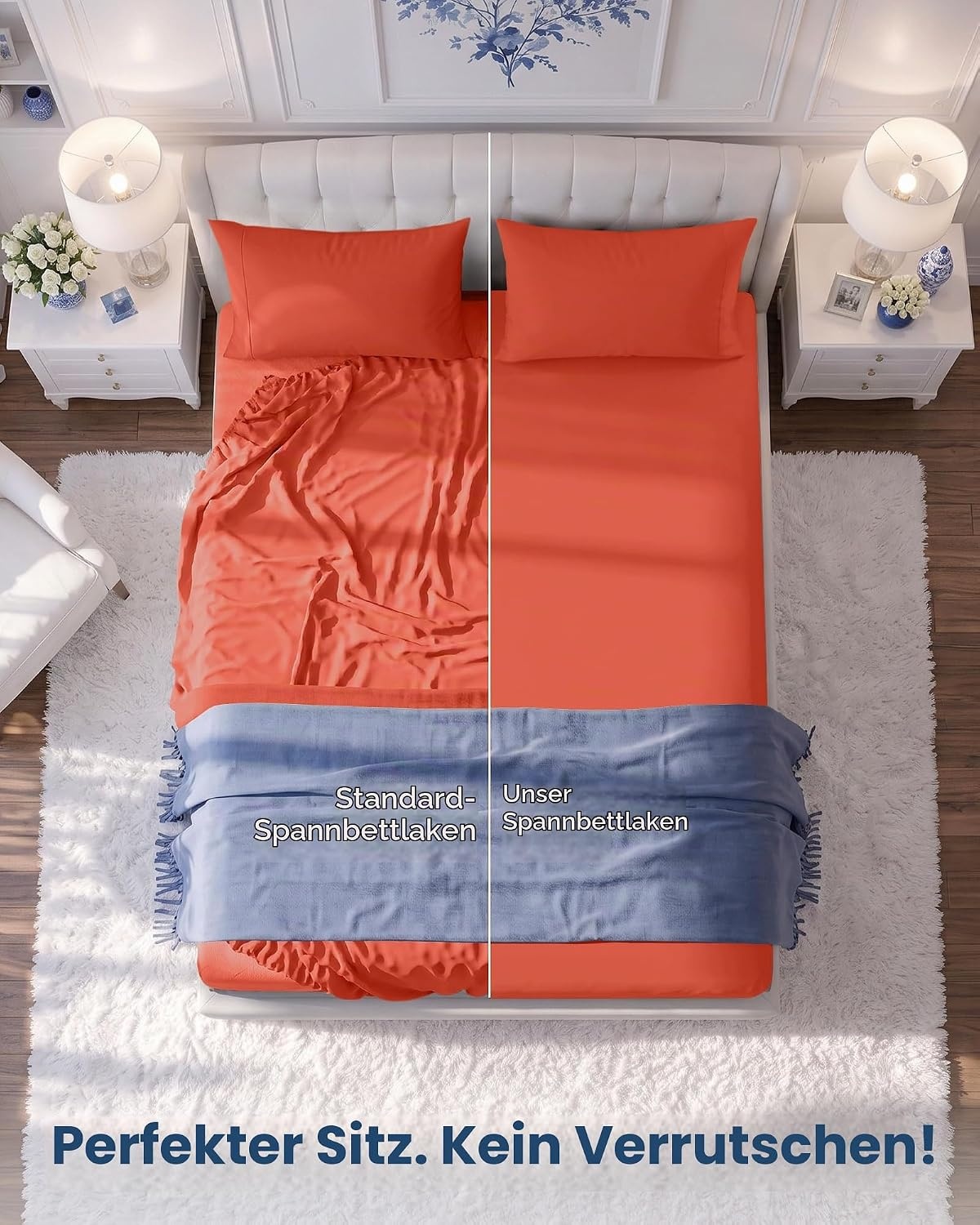 image:imageUtopia Bedding 6er Set Spannbettlaken 160 x 200 cm WeiKorallenrot