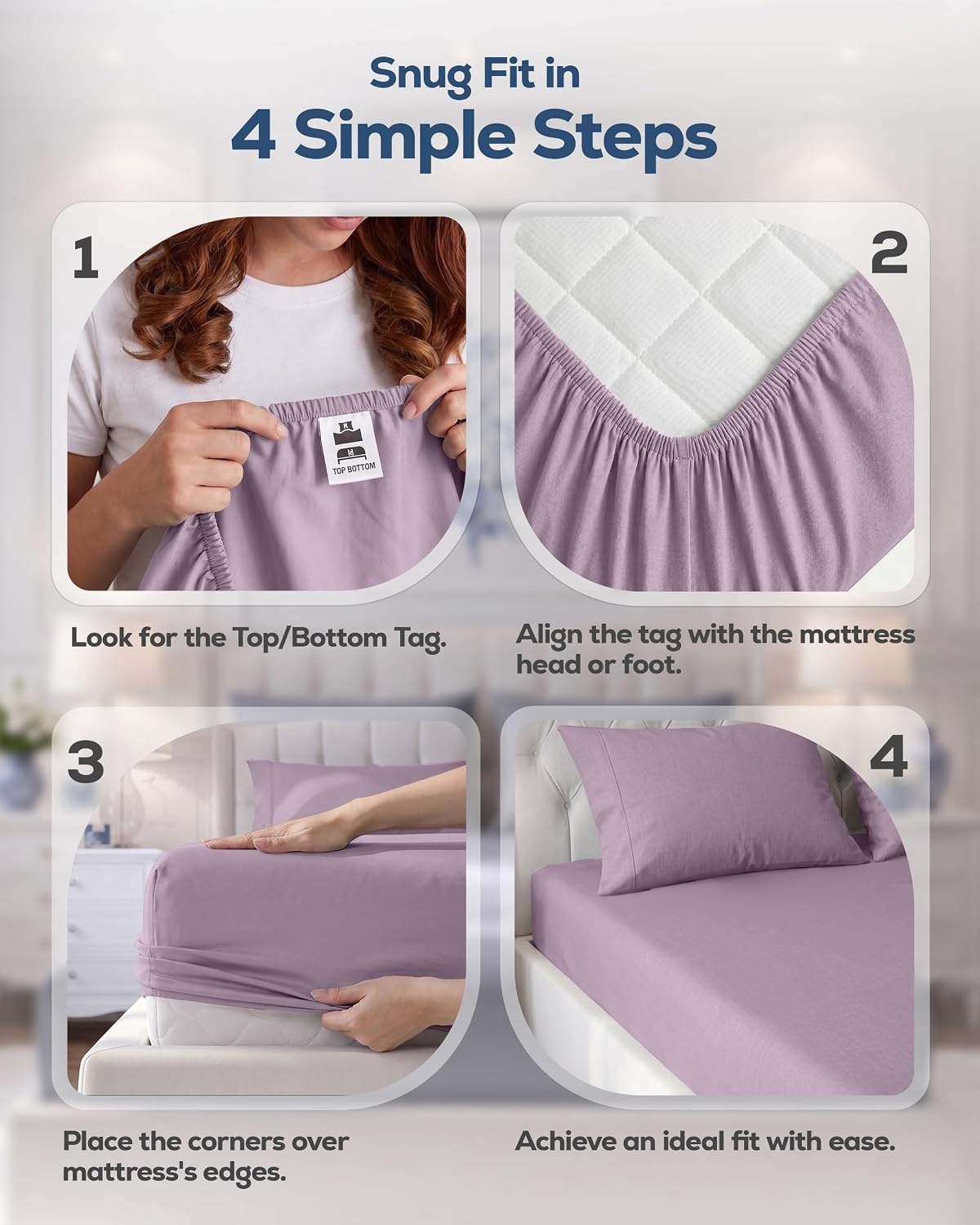 image:imageUtopia Bedding 6er Set Spannbettlaken 160 x 200 cm WeiLavendel