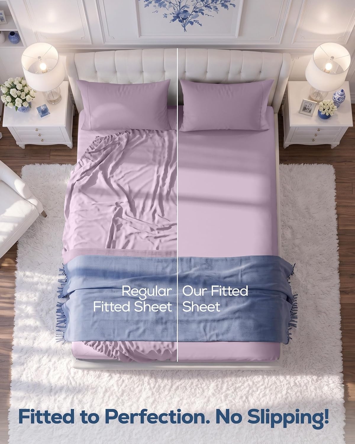 image:imageUtopia Bedding 6er Set Spannbettlaken 160 x 200 cm WeiLavendel