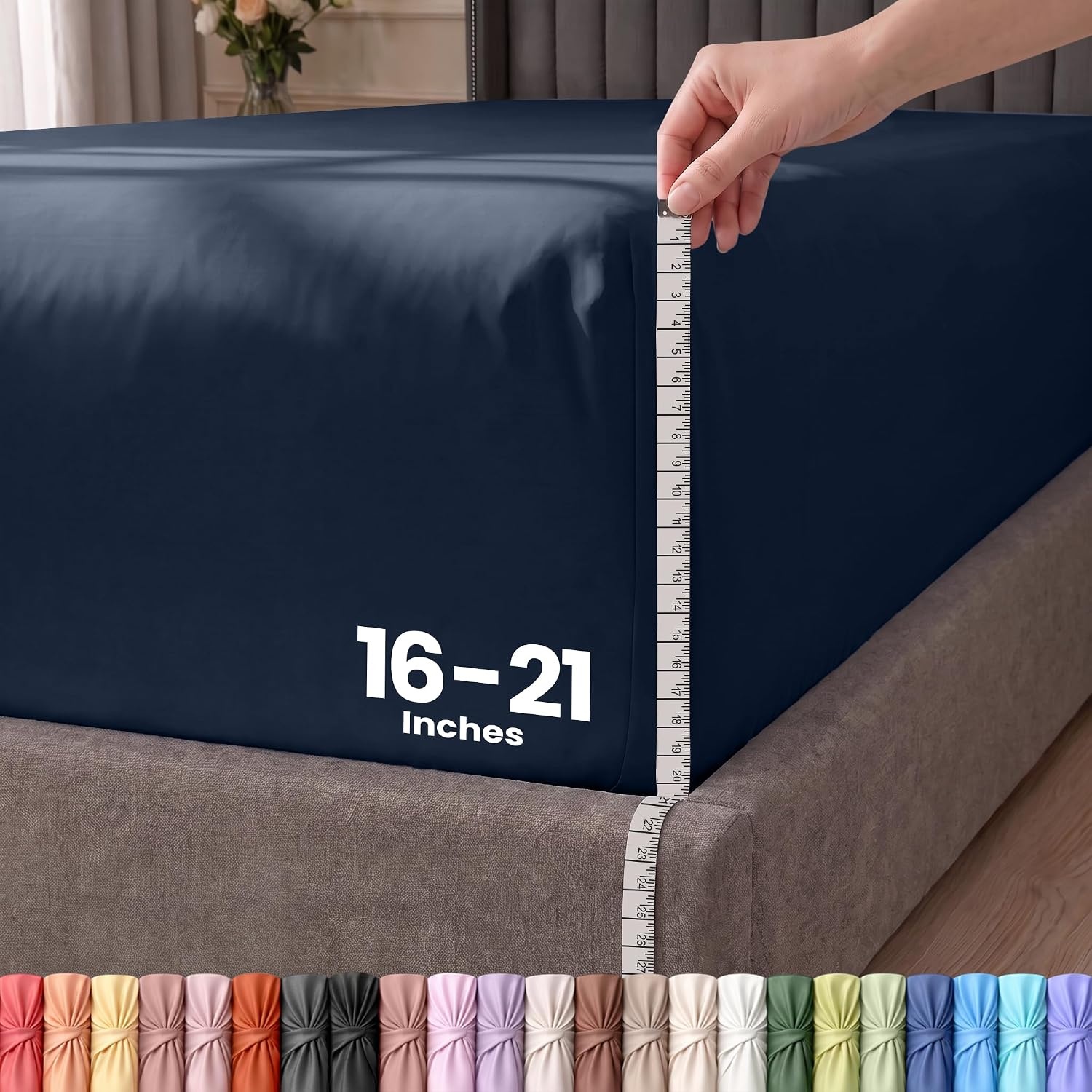 image:imageUtopia Bedding 6er Set Spannbettlaken 160 x 200 cm WeiMarineblau
