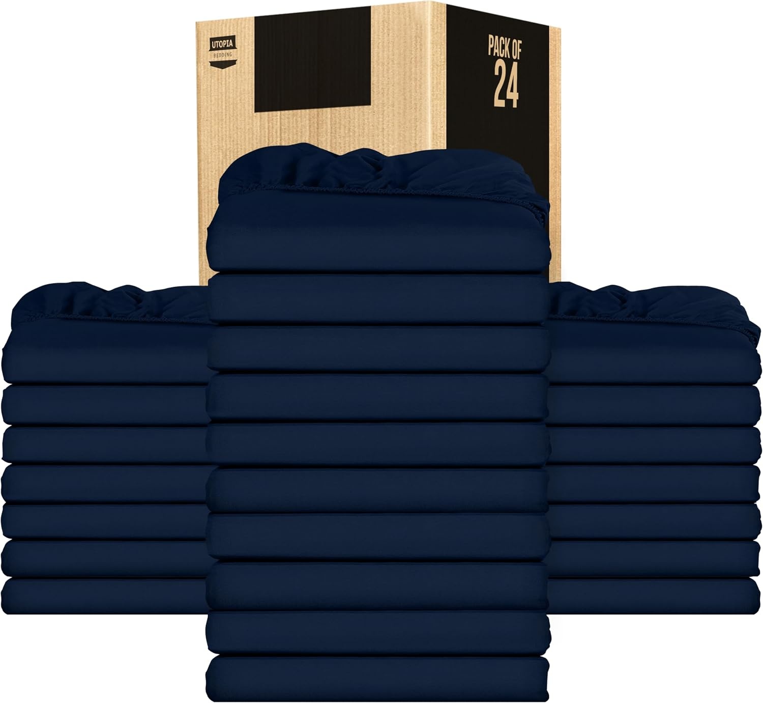 image:imageUtopia Bedding 6er Set Spannbettlaken 160 x 200 cm WeiMarineblau