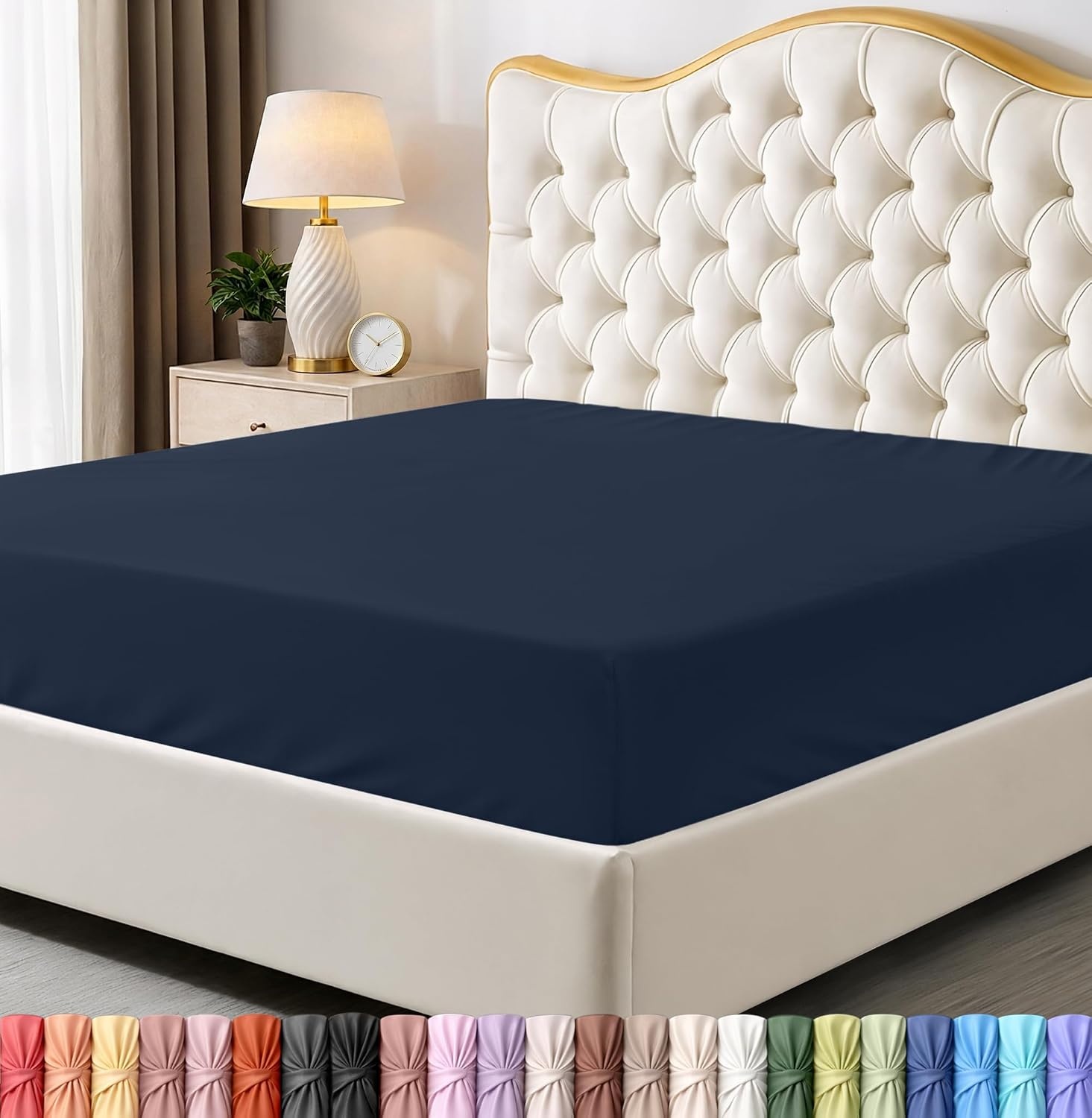 image:imageUtopia Bedding 6er Set Spannbettlaken 160 x 200 cm WeiMarineblau