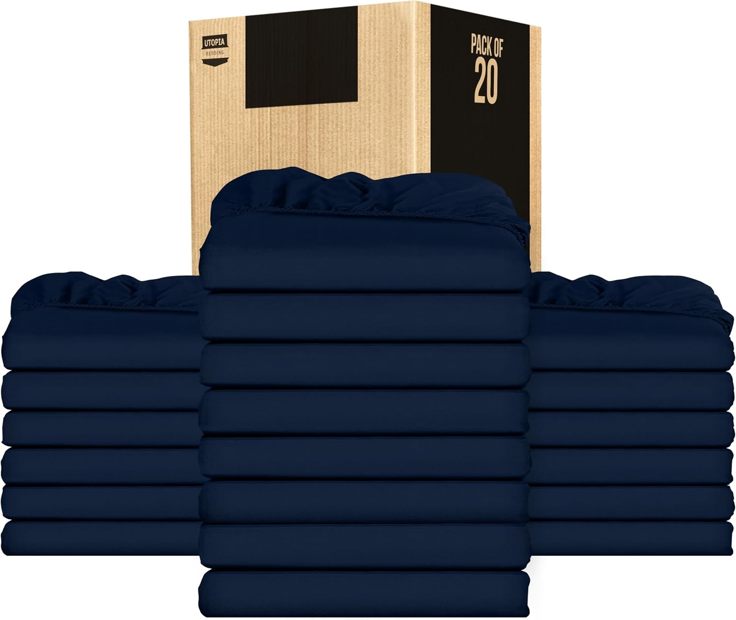 image:imageUtopia Bedding 6er Set Spannbettlaken 160 x 200 cm WeiMarineblau