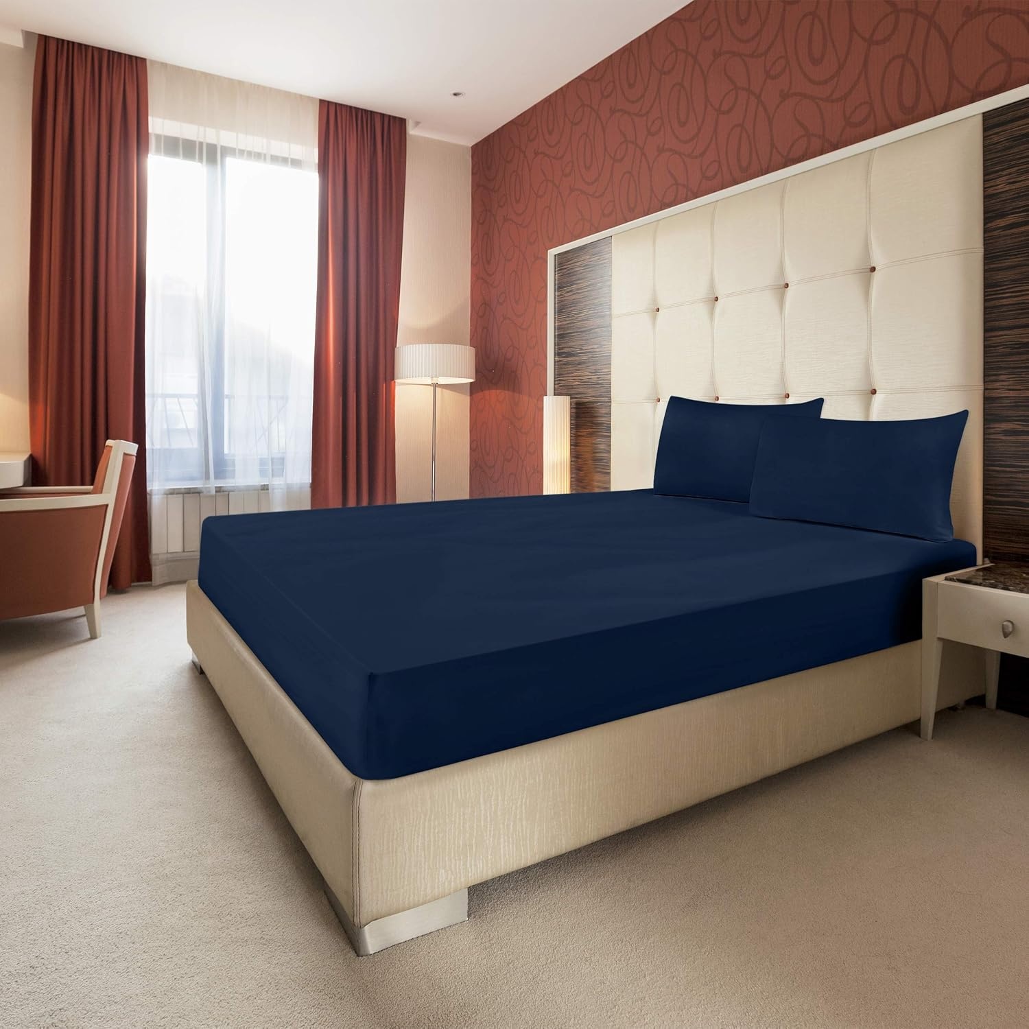image:imageUtopia Bedding 6er Set Spannbettlaken 160 x 200 cm WeiMarineblau