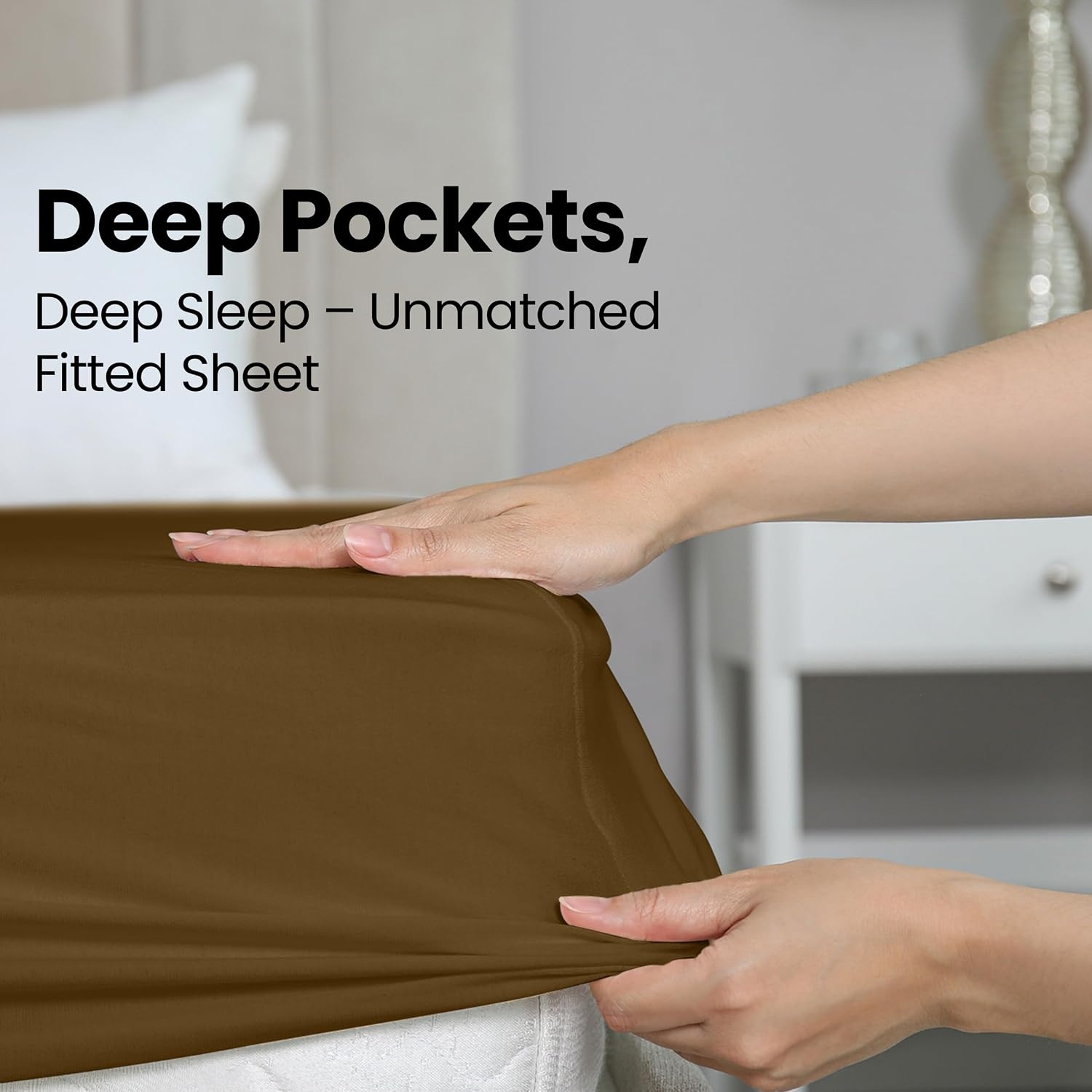image:imageUtopia Bedding 6er Set Spannbettlaken 160 x 200 cm WeiMokka