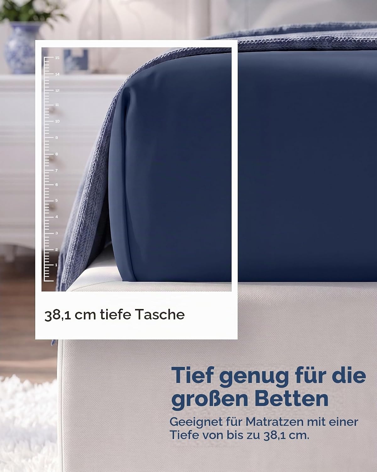 image:imageUtopia Bedding 6er Set Spannbettlaken 160 x 200 cm WeiNavy