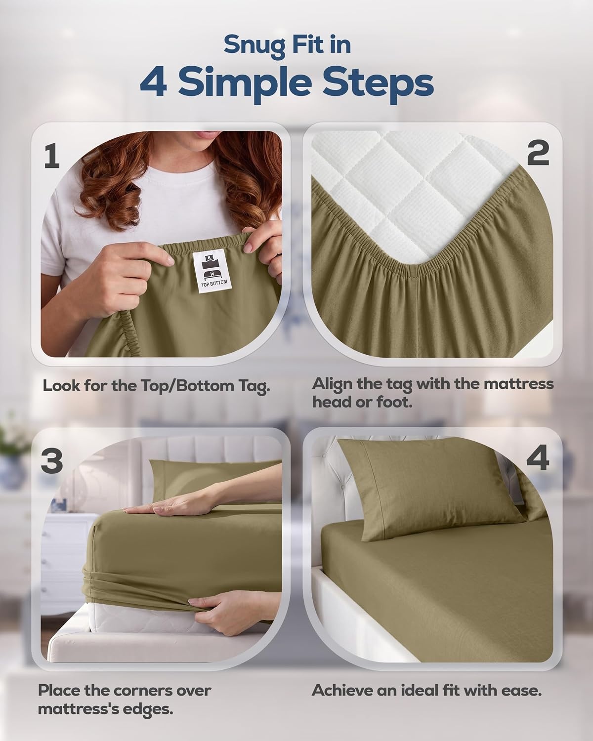image:imageUtopia Bedding 6er Set Spannbettlaken 160 x 200 cm WeiOlivBlatt fr Mich Leaf It To Me
