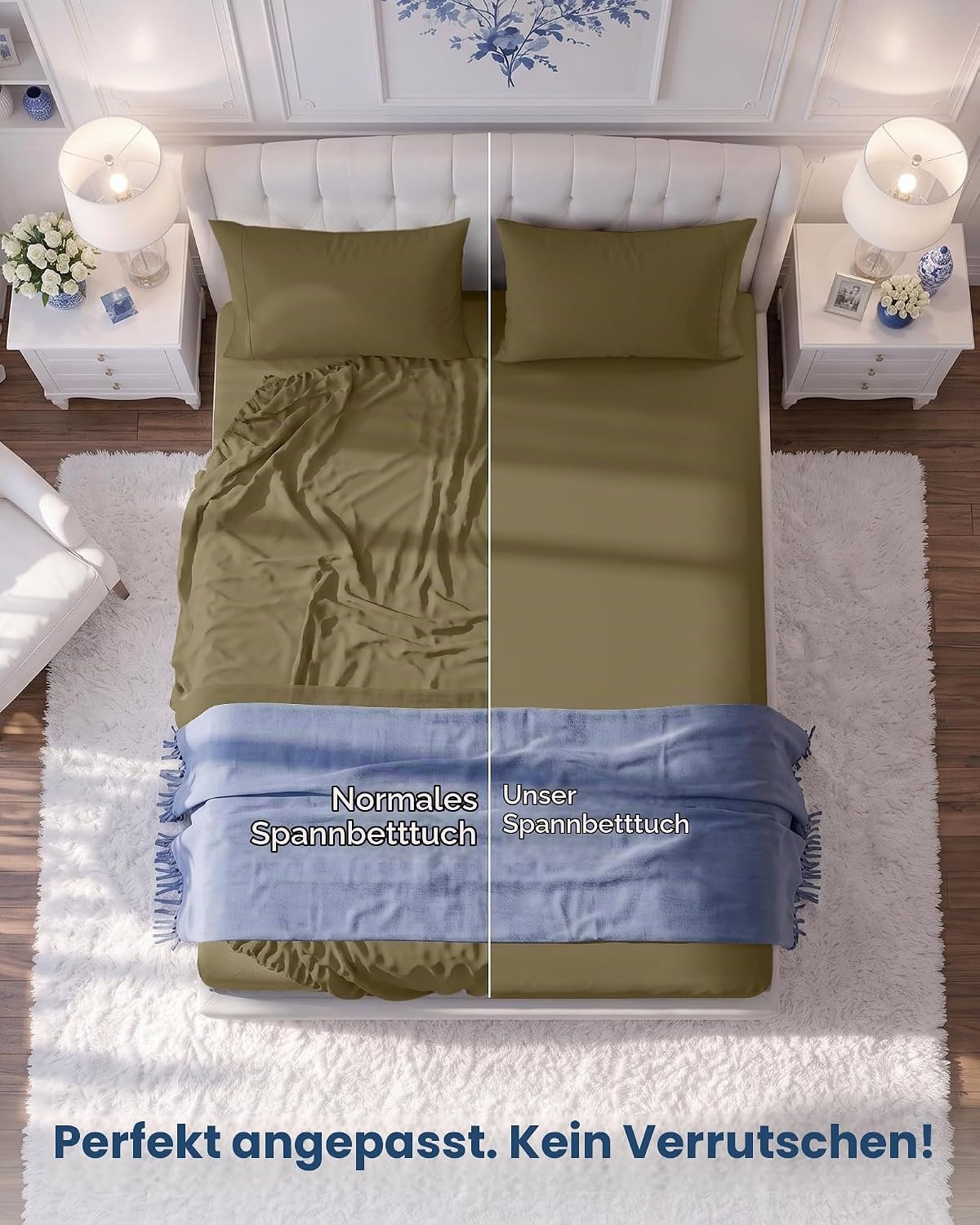 image:imageUtopia Bedding 6er Set Spannbettlaken 160 x 200 cm WeiOlivBlatt fr Mich Leaf It To Me