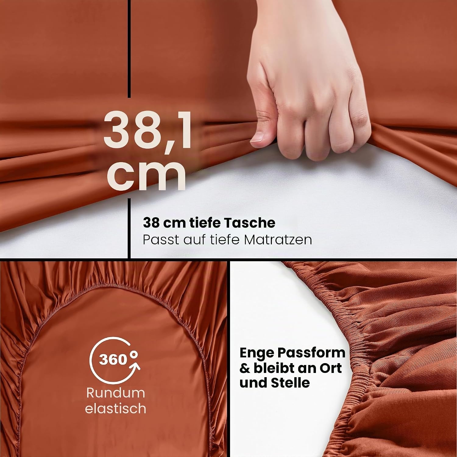 image:imageUtopia Bedding 6er Set Spannbettlaken 160 x 200 cm WeiOrange