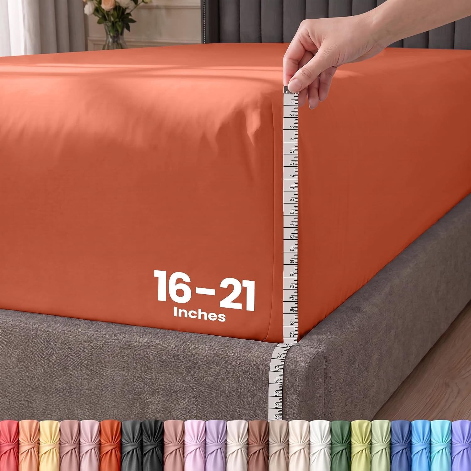 image:imageUtopia Bedding 6er Set Spannbettlaken 160 x 200 cm WeiOrangeAbendrot im Zickzackmuster Sunset Chevron