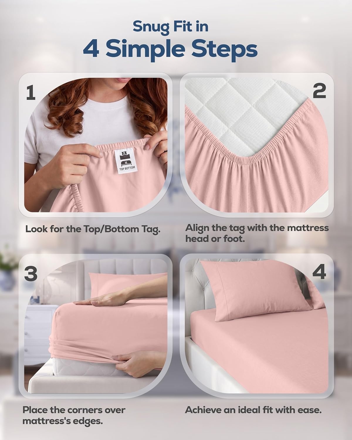 image:imageUtopia Bedding 6er Set Spannbettlaken 160 x 200 cm WeiRose
