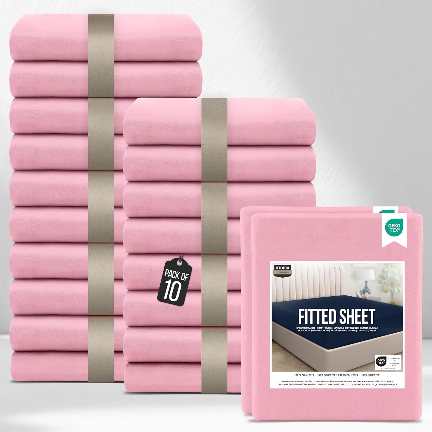 image:imageUtopia Bedding 6er Set Spannbettlaken 160 x 200 cm WeiRose