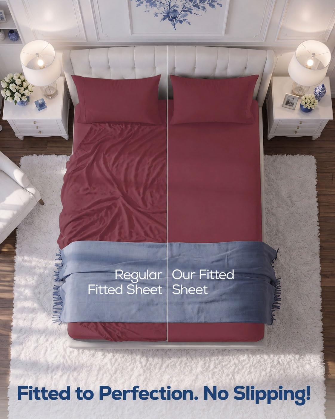 image:imageUtopia Bedding 6er Set Spannbettlaken 160 x 200 cm WeiRot