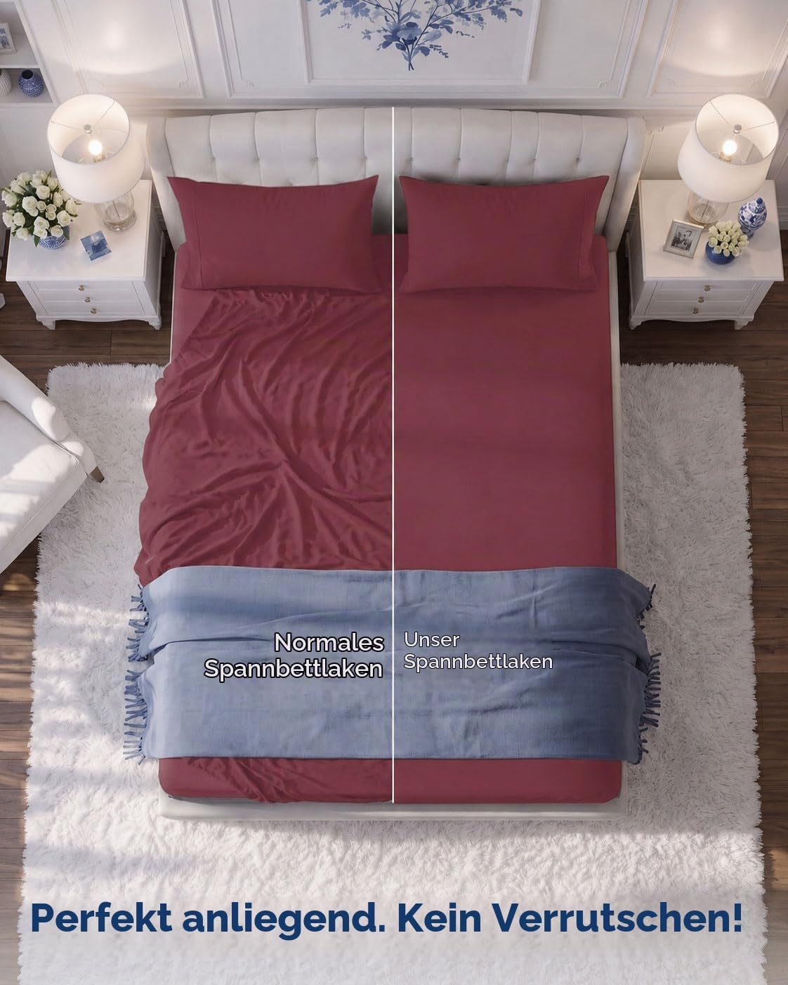 image:imageUtopia Bedding 6er Set Spannbettlaken 160 x 200 cm WeiRot Borgoa