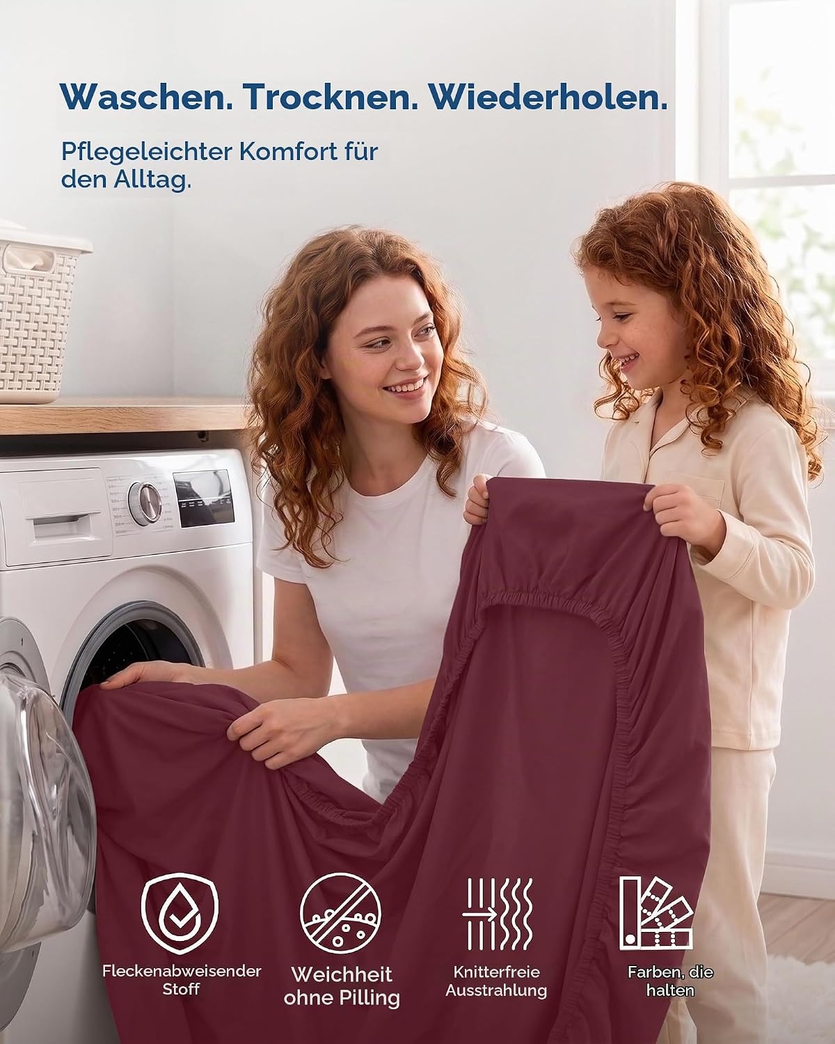 image:imageUtopia Bedding 6er Set Spannbettlaken 160 x 200 cm WeiRot Borgoa