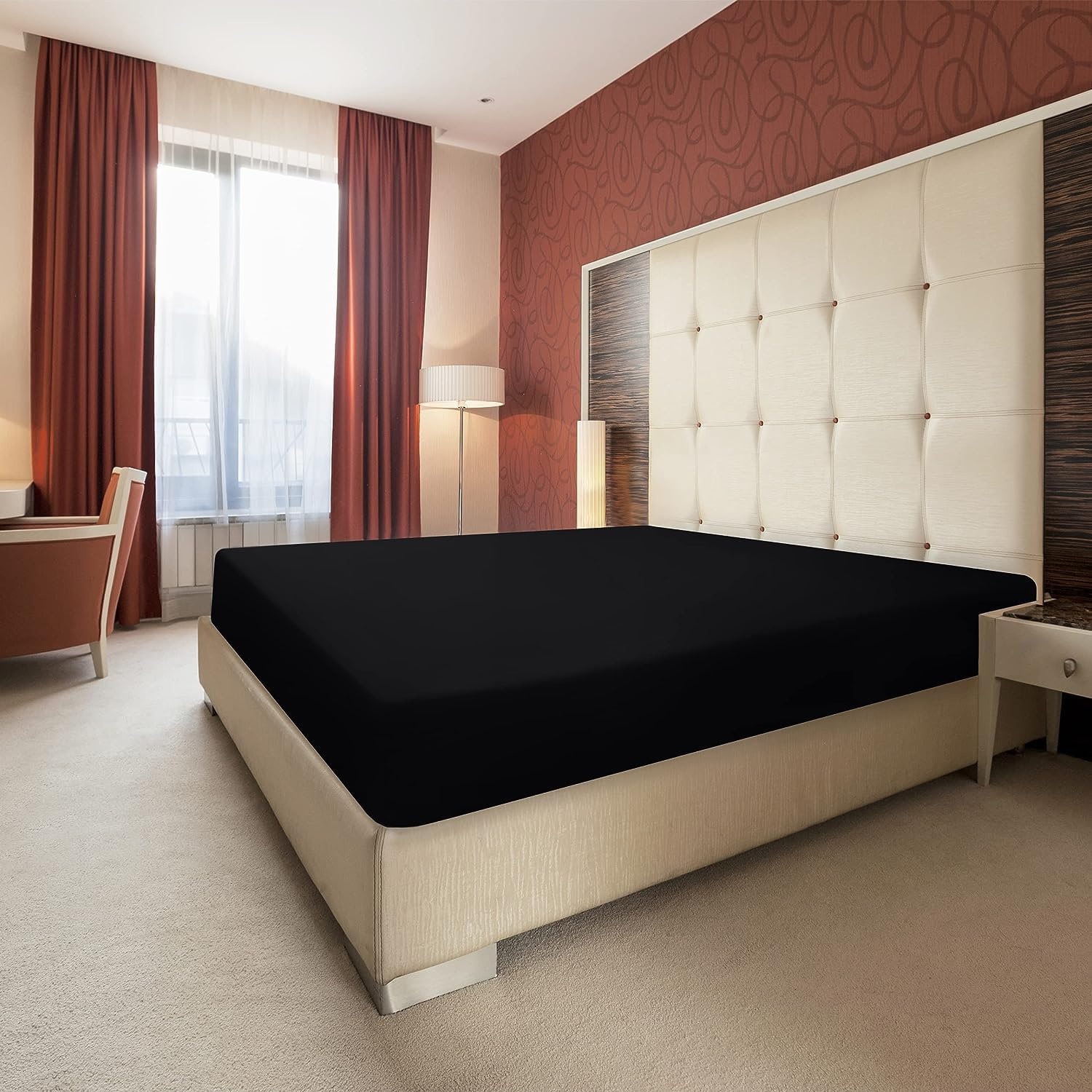 image:imageUtopia Bedding 6er Set Spannbettlaken 160 x 200 cm WeiSchwarz
