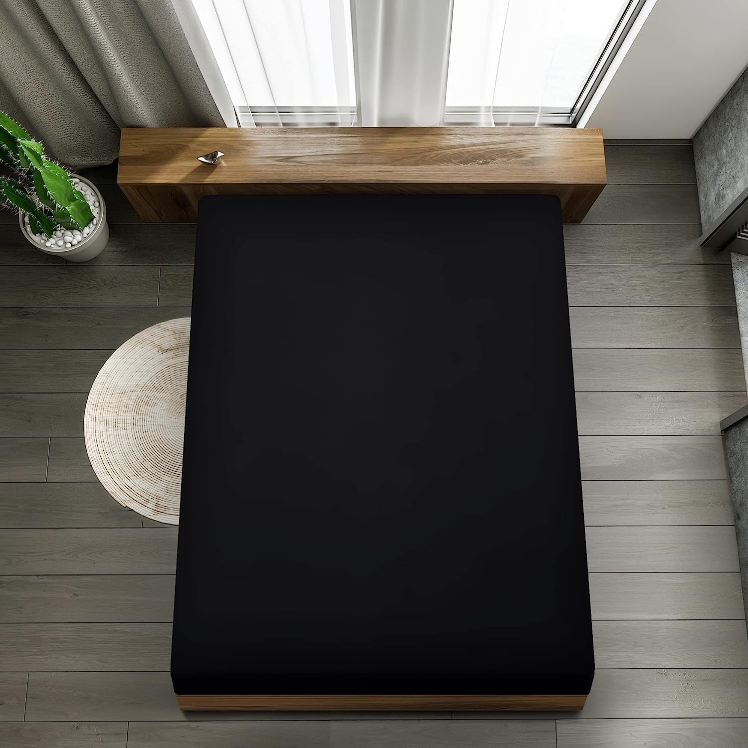image:imageUtopia Bedding 6er Set Spannbettlaken 160 x 200 cm WeiSchwarz