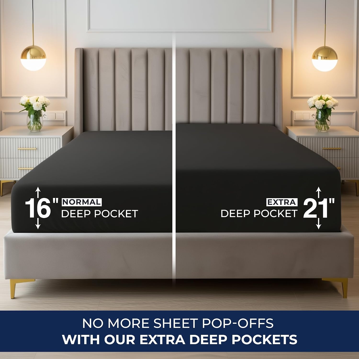 image:imageUtopia Bedding 6er Set Spannbettlaken 160 x 200 cm WeiSchwarz