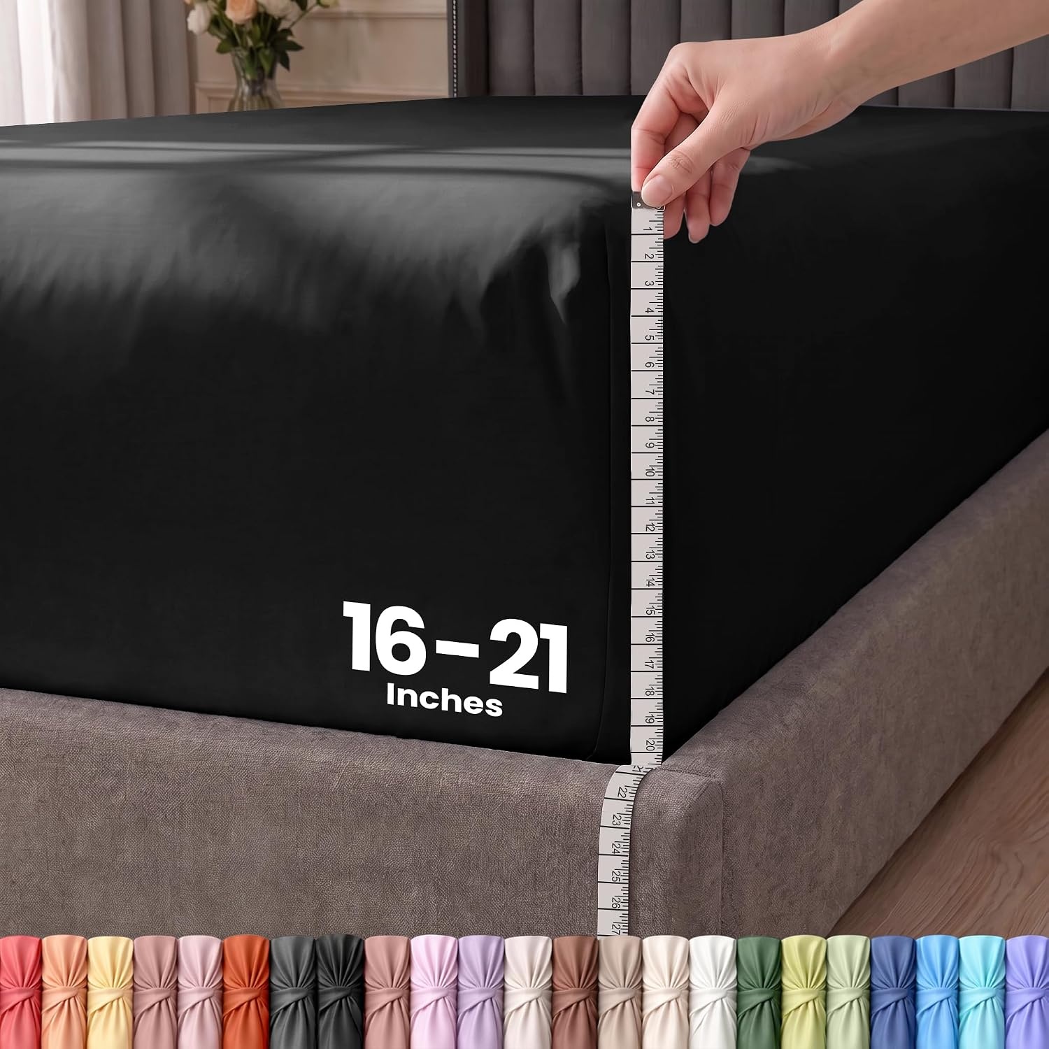 image:imageUtopia Bedding 6er Set Spannbettlaken 160 x 200 cm WeiSchwarz