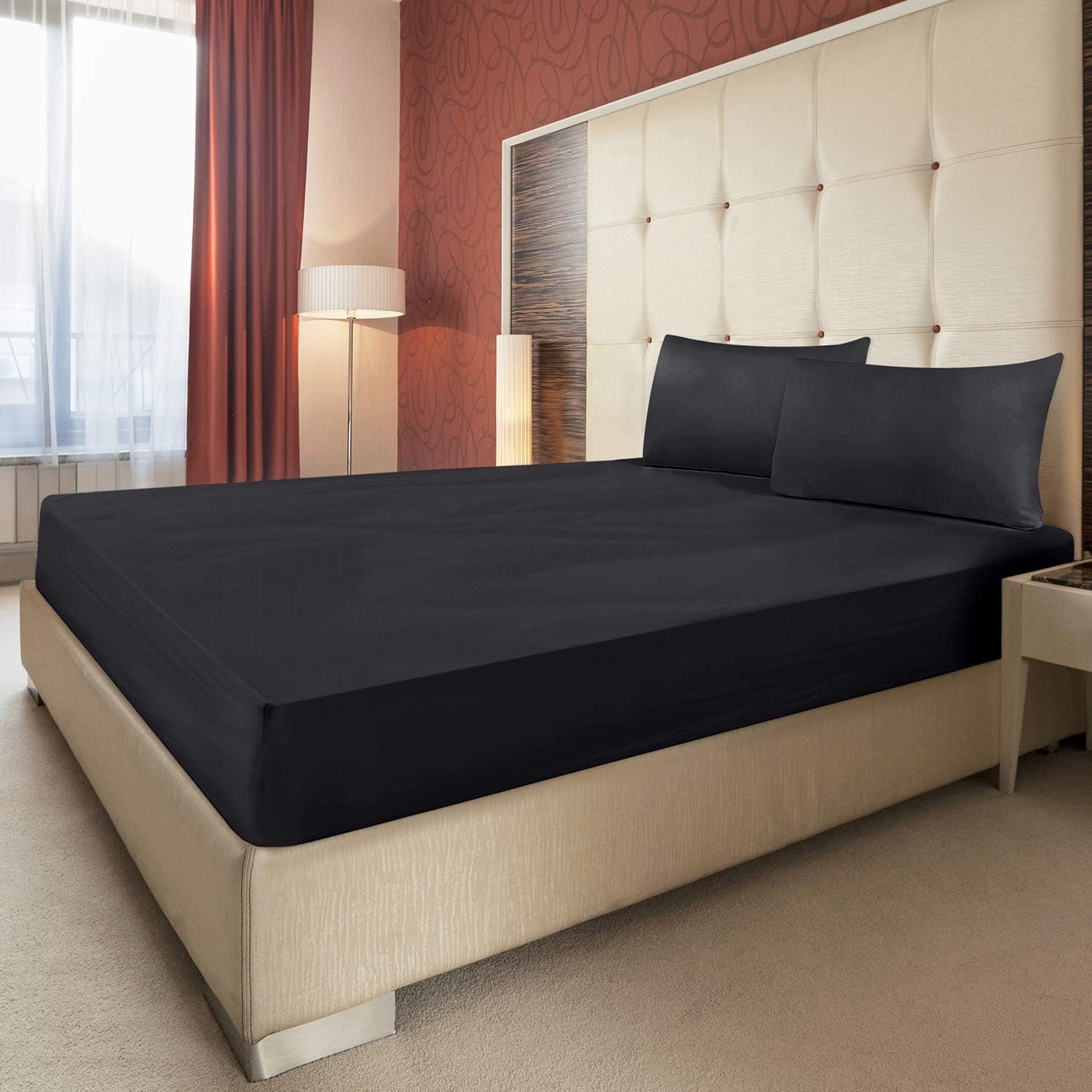image:imageUtopia Bedding 6er Set Spannbettlaken 160 x 200 cm WeiSchwarz