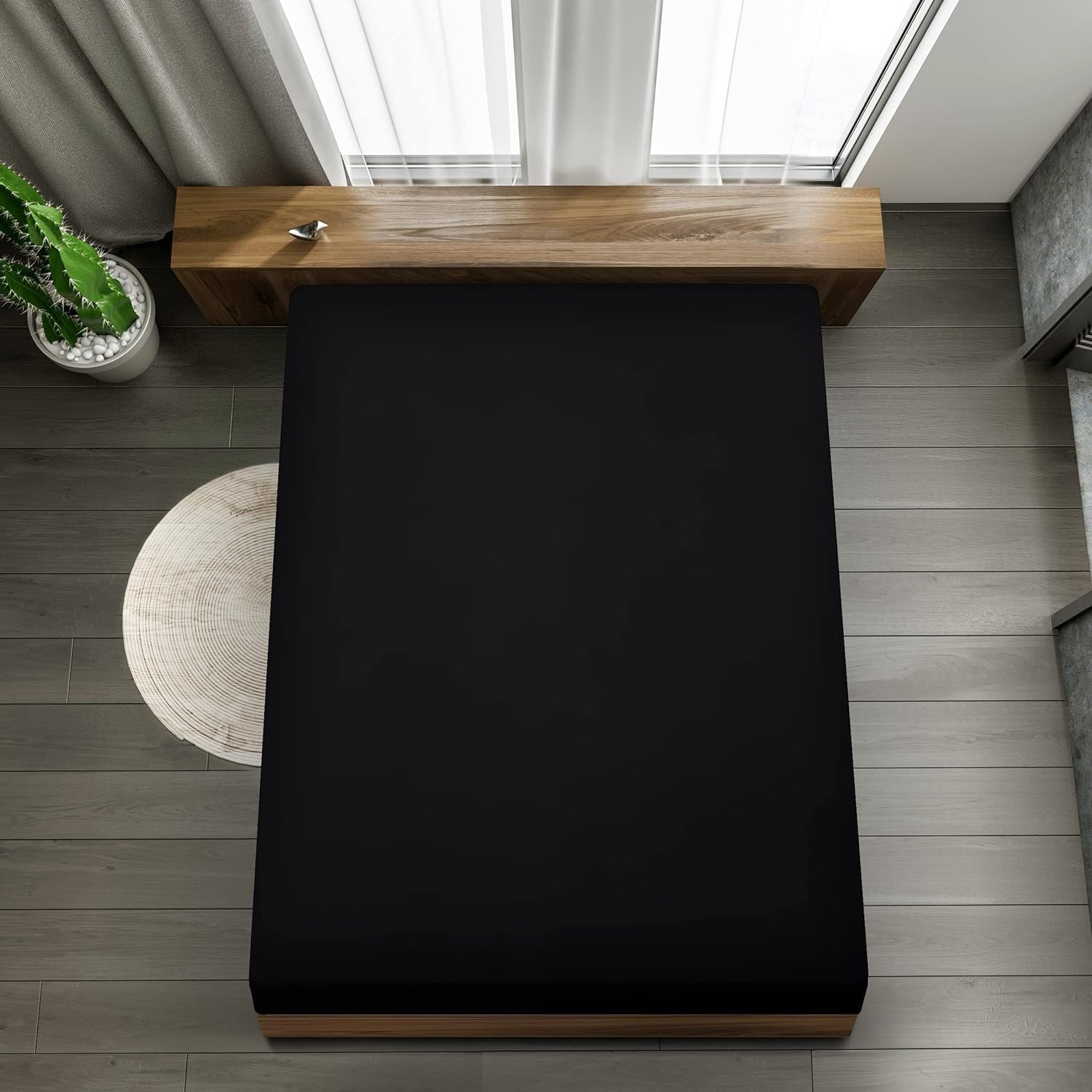 image:imageUtopia Bedding 6er Set Spannbettlaken 160 x 200 cm WeiSchwarz