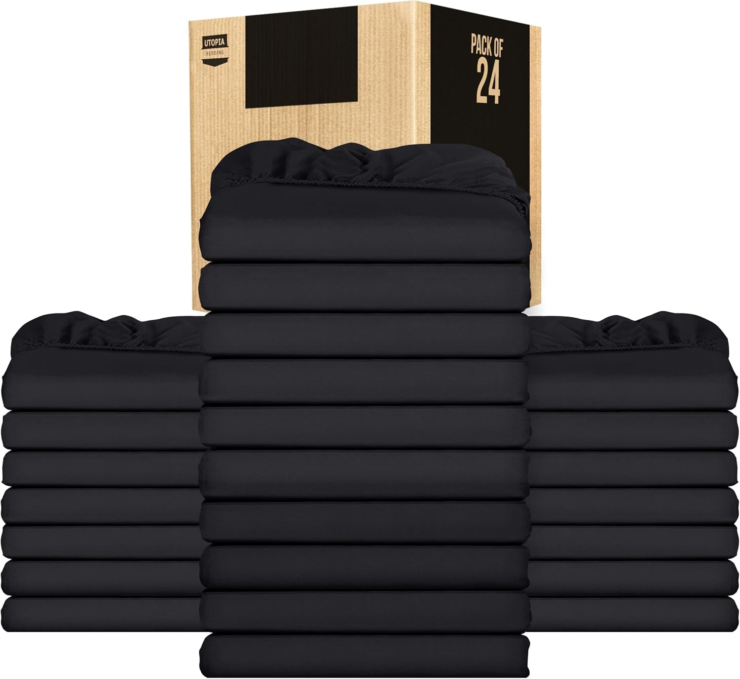 image:imageUtopia Bedding 6er Set Spannbettlaken 160 x 200 cm WeiSchwarz