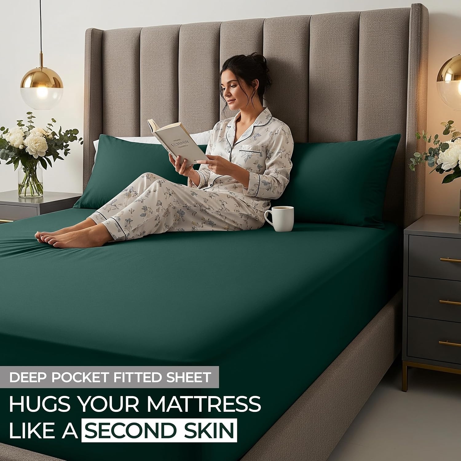 image:imageUtopia Bedding 6er Set Spannbettlaken 160 x 200 cm WeiSmaragd