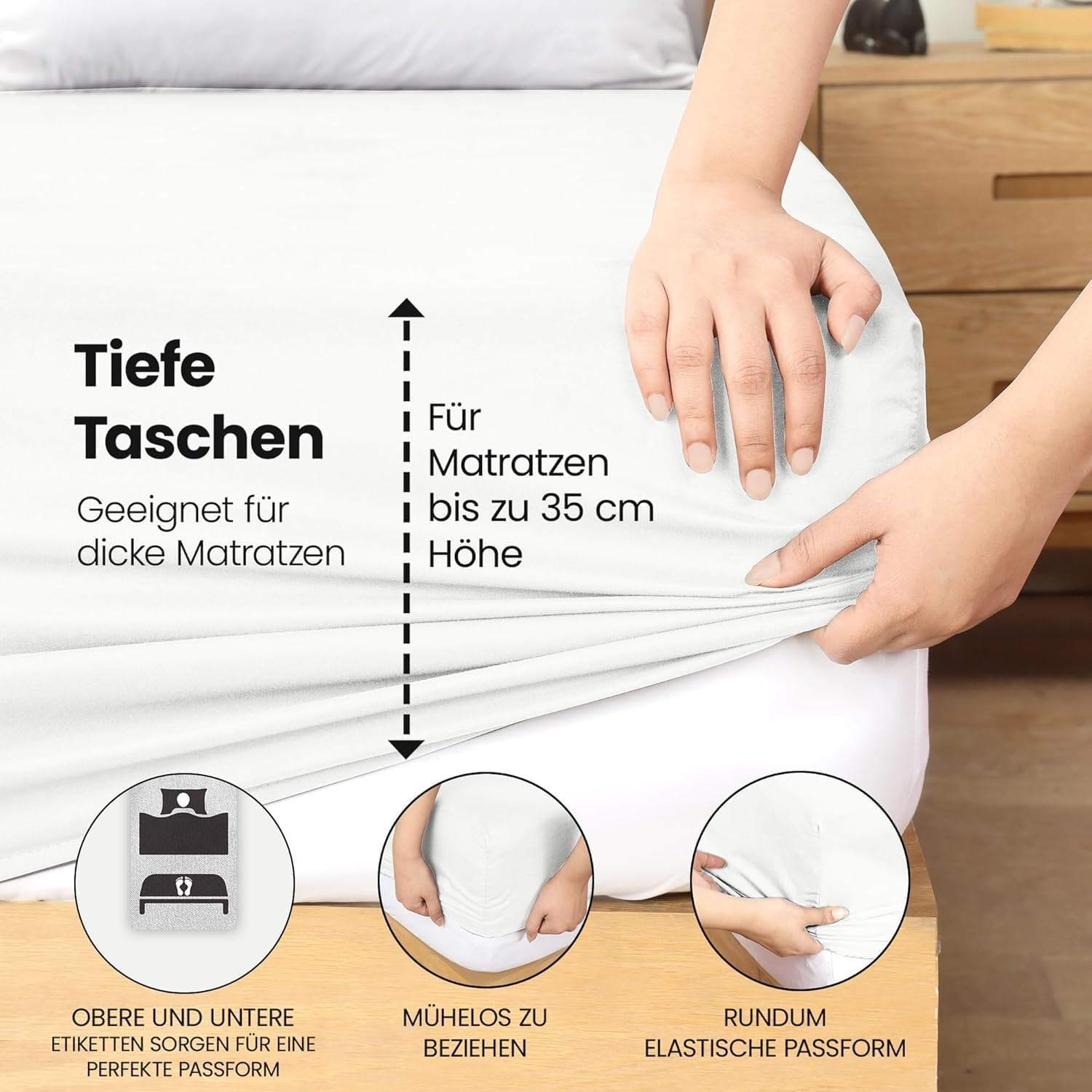 image:imageUtopia Bedding 6er Set Spannbettlaken 160 x 200 cm WeiWei