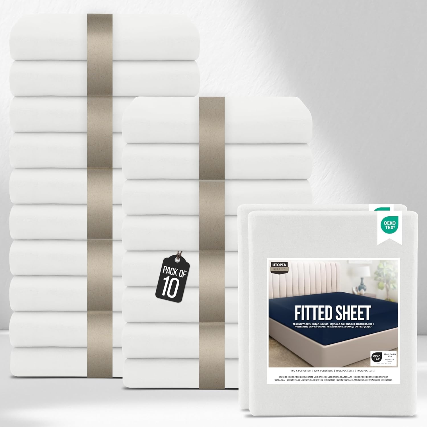 image:imageUtopia Bedding 6er Set Spannbettlaken 160 x 200 cm WeiWei