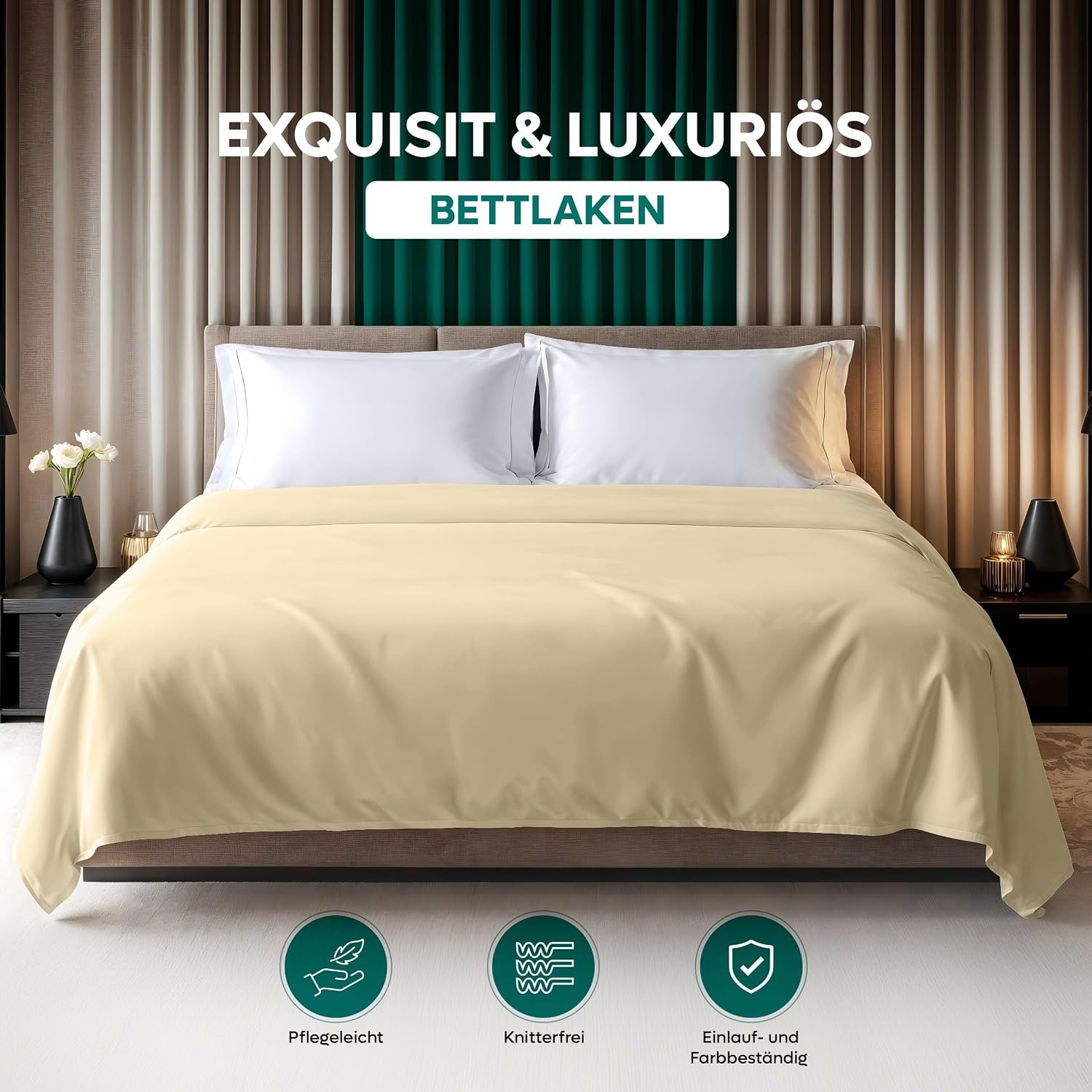 image:imageUtopia Bedding Bettlaken ohne Gummizug 225x255cm GrauBeige