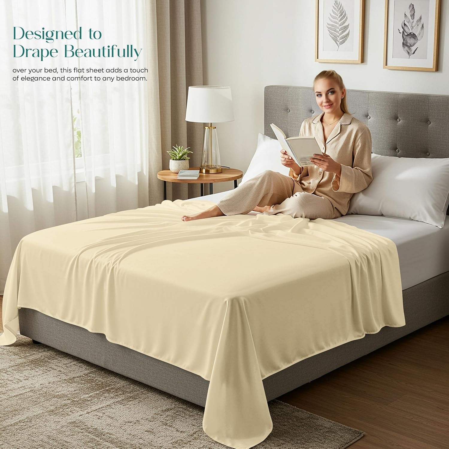 image:imageUtopia Bedding Bettlaken ohne Gummizug 225x255cm GrauBeige