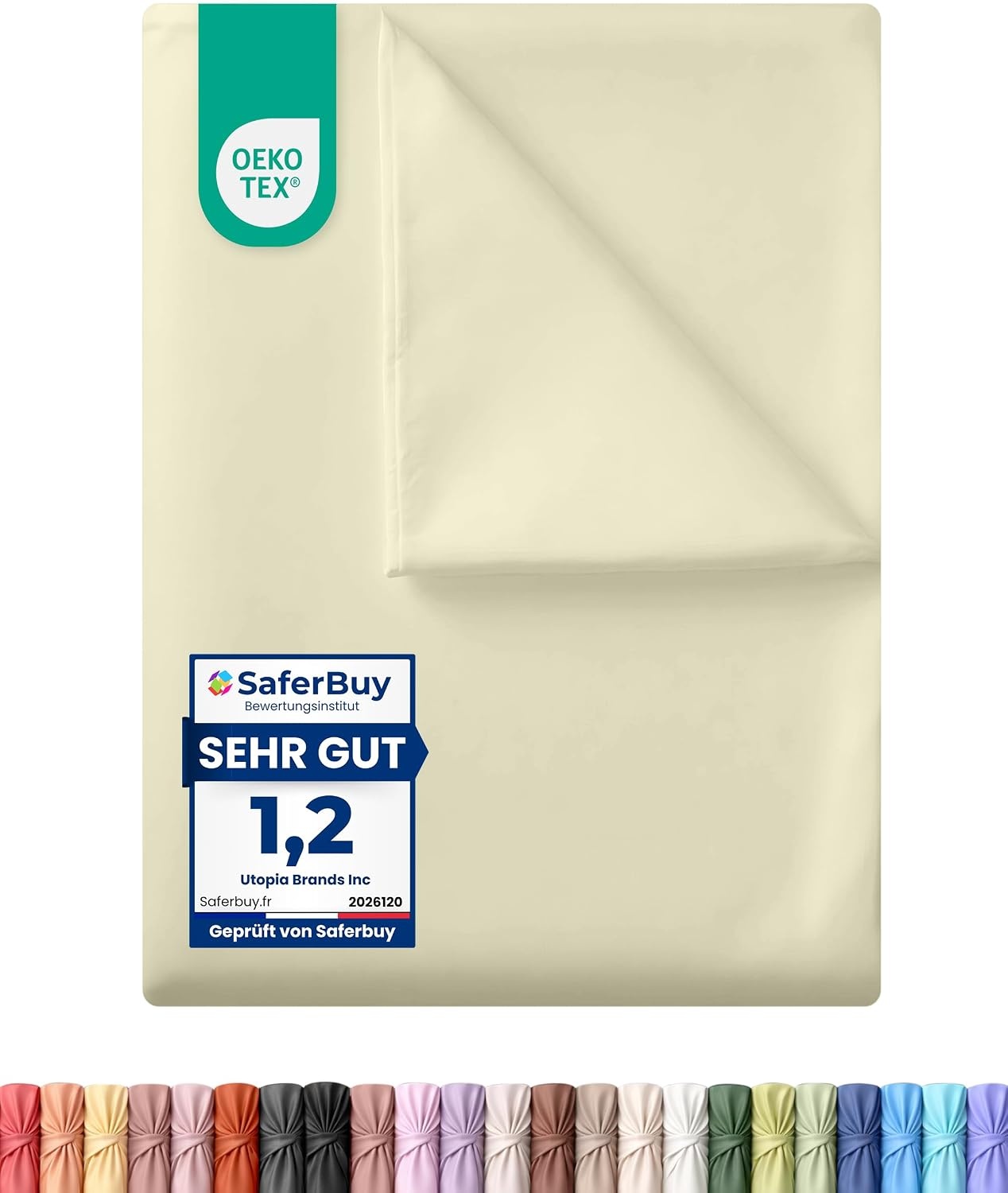 image:imageUtopia Bedding Bettlaken ohne Gummizug 225x255cm GrauBeige