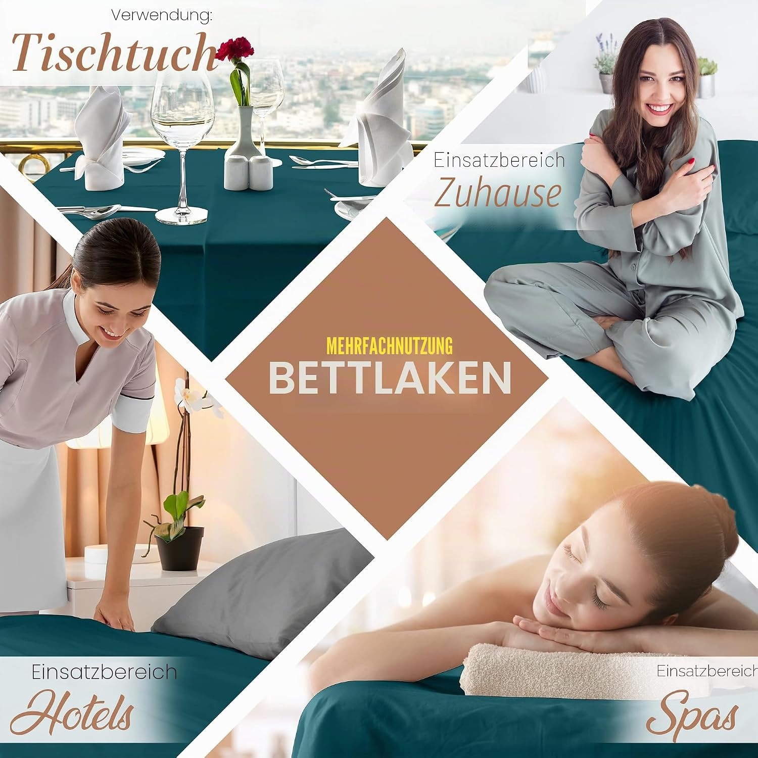 image:imageUtopia Bedding Bettlaken ohne Gummizug 225x255cm GrauBlaugrnein Hauch Von Paradies Trace Of Paradise