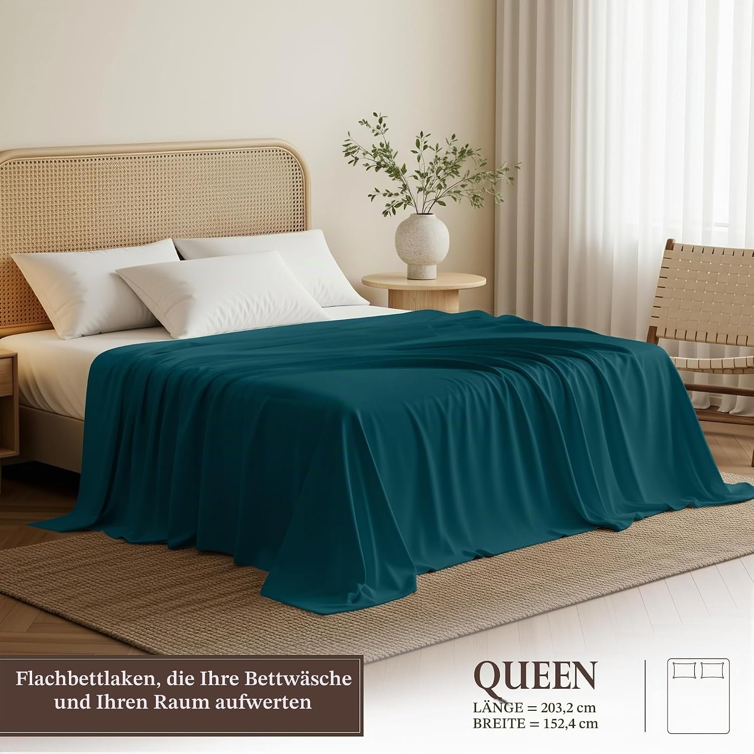 image:imageUtopia Bedding Bettlaken ohne Gummizug 225x255cm GrauBlaugrnein Hauch Von Paradies Trace Of Paradise