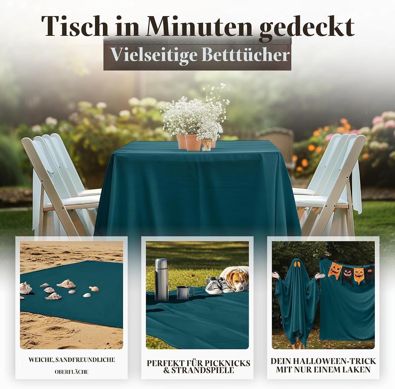 image:imageUtopia Bedding Bettlaken ohne Gummizug 225x255cm GrauBlaugrnein Hauch Von Paradies Trace Of Paradise