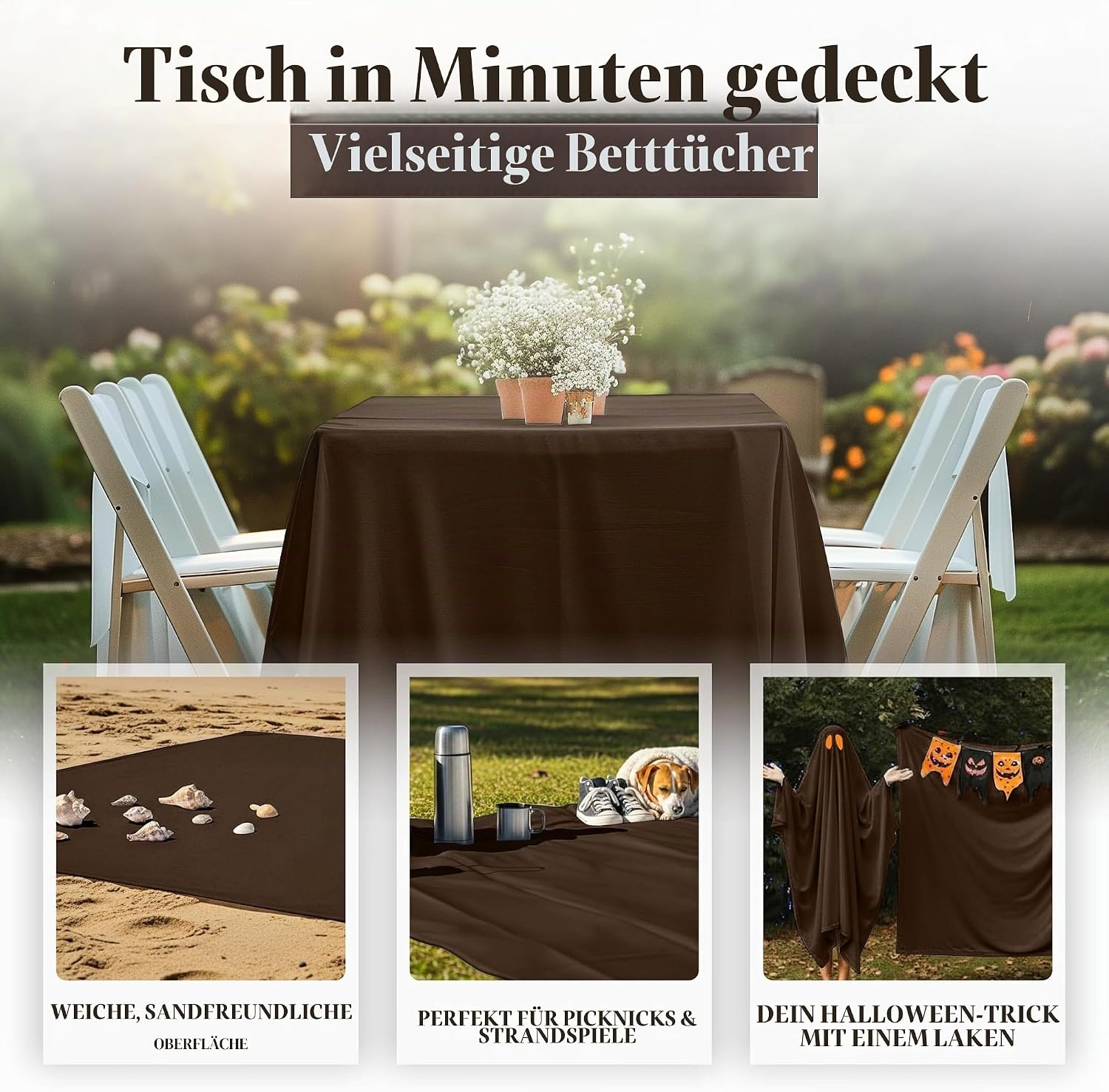 image:imageUtopia Bedding Bettlaken ohne Gummizug 225x255cm GrauBraun