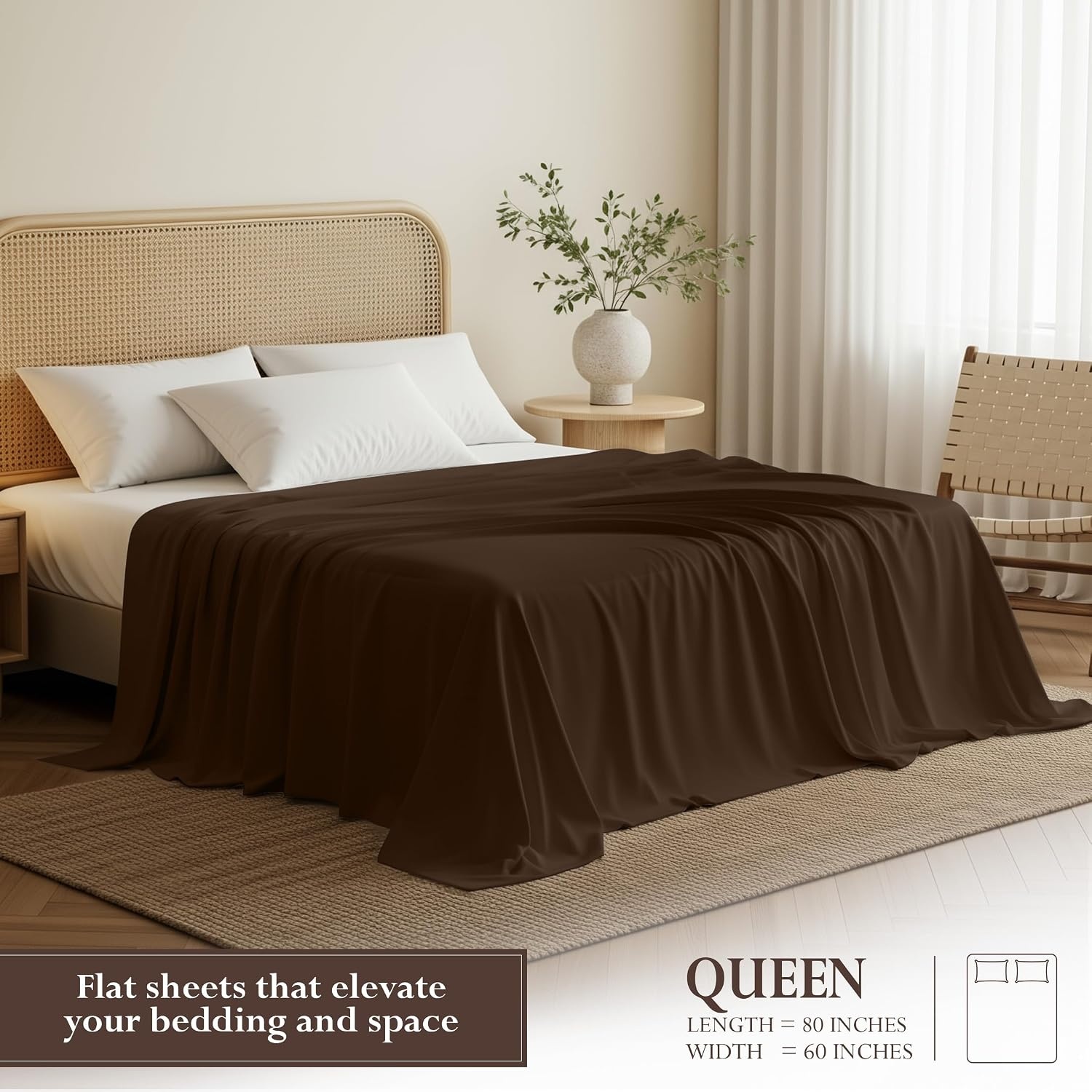 image:imageUtopia Bedding Bettlaken ohne Gummizug 225x255cm GrauBraun